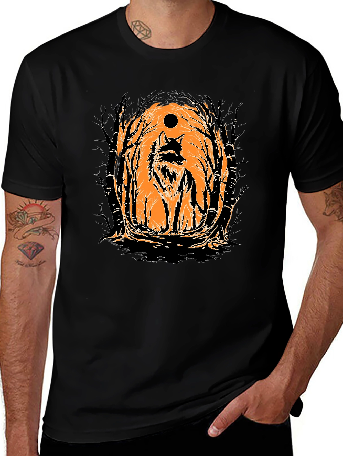 Wolf Moon Graphic Tee - Black T-Shirt