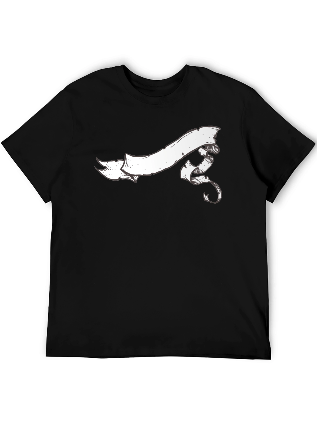 Classic Black Tee with White Banner Graphic