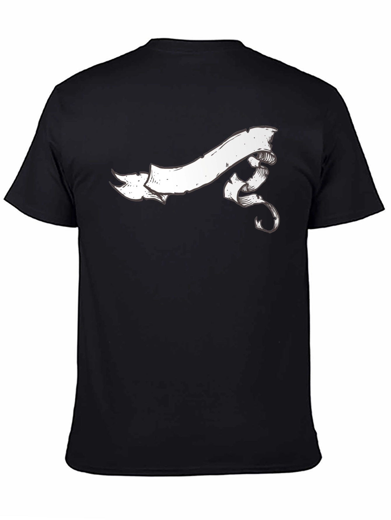 Classic Black Tee with White Banner Graphic