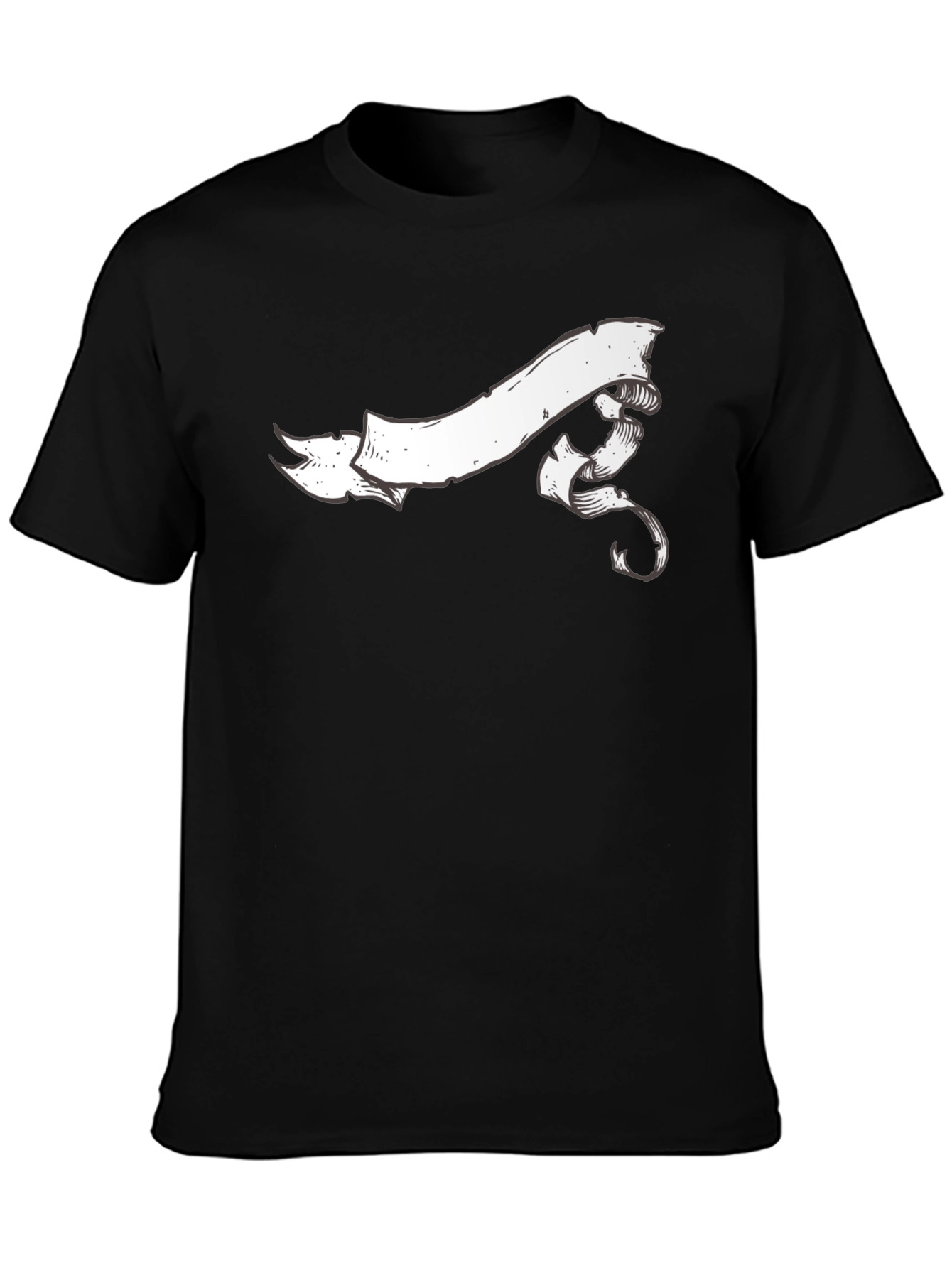 Classic Black Tee with White Banner Graphic