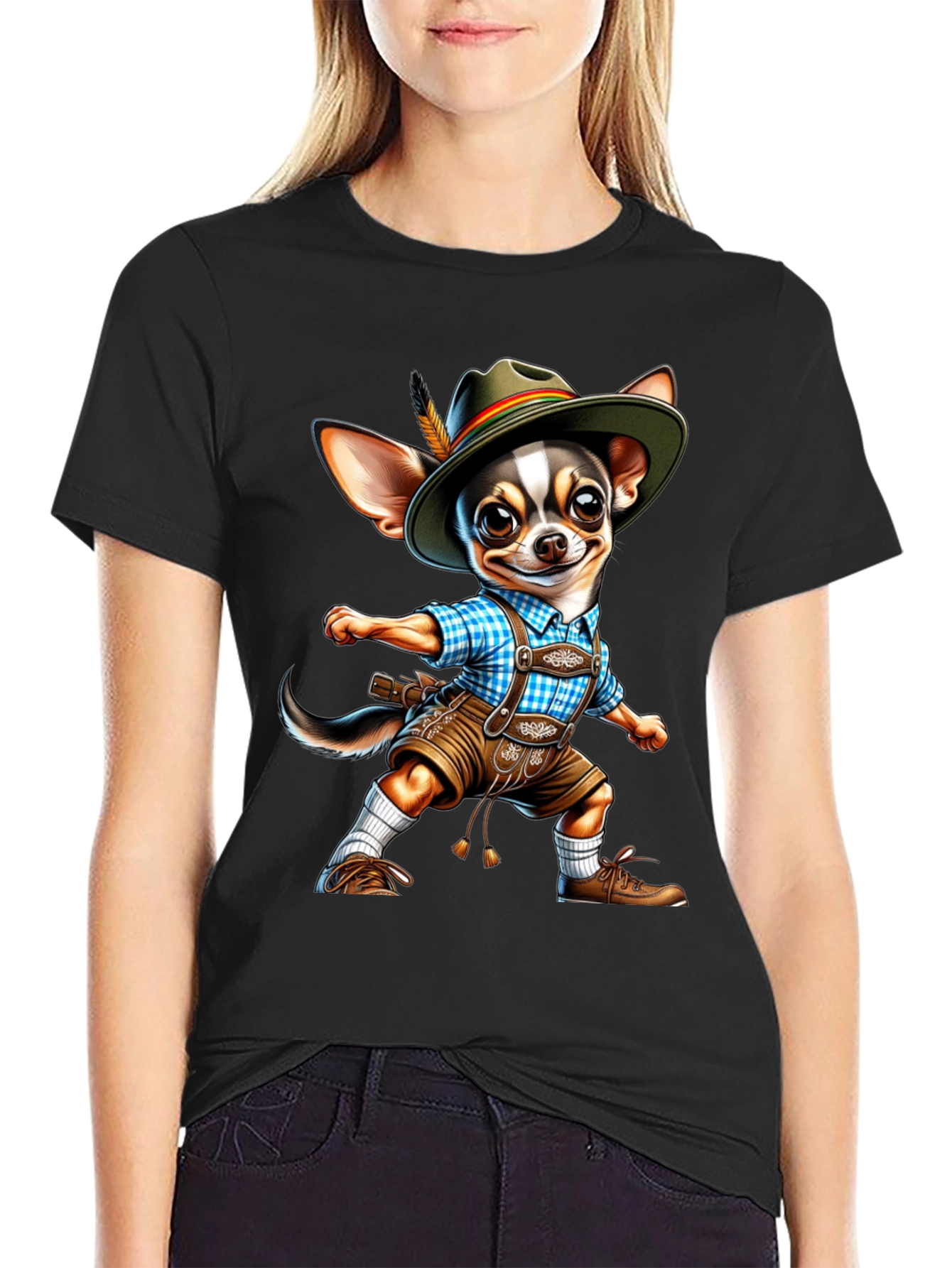 Chihuahua in Lederhosen T-Shirt | Funny Oktoberfest Dog Tee | Cute Chihuahua Graphic Shirt | Dog Lover Gift | Free Shipping $50+