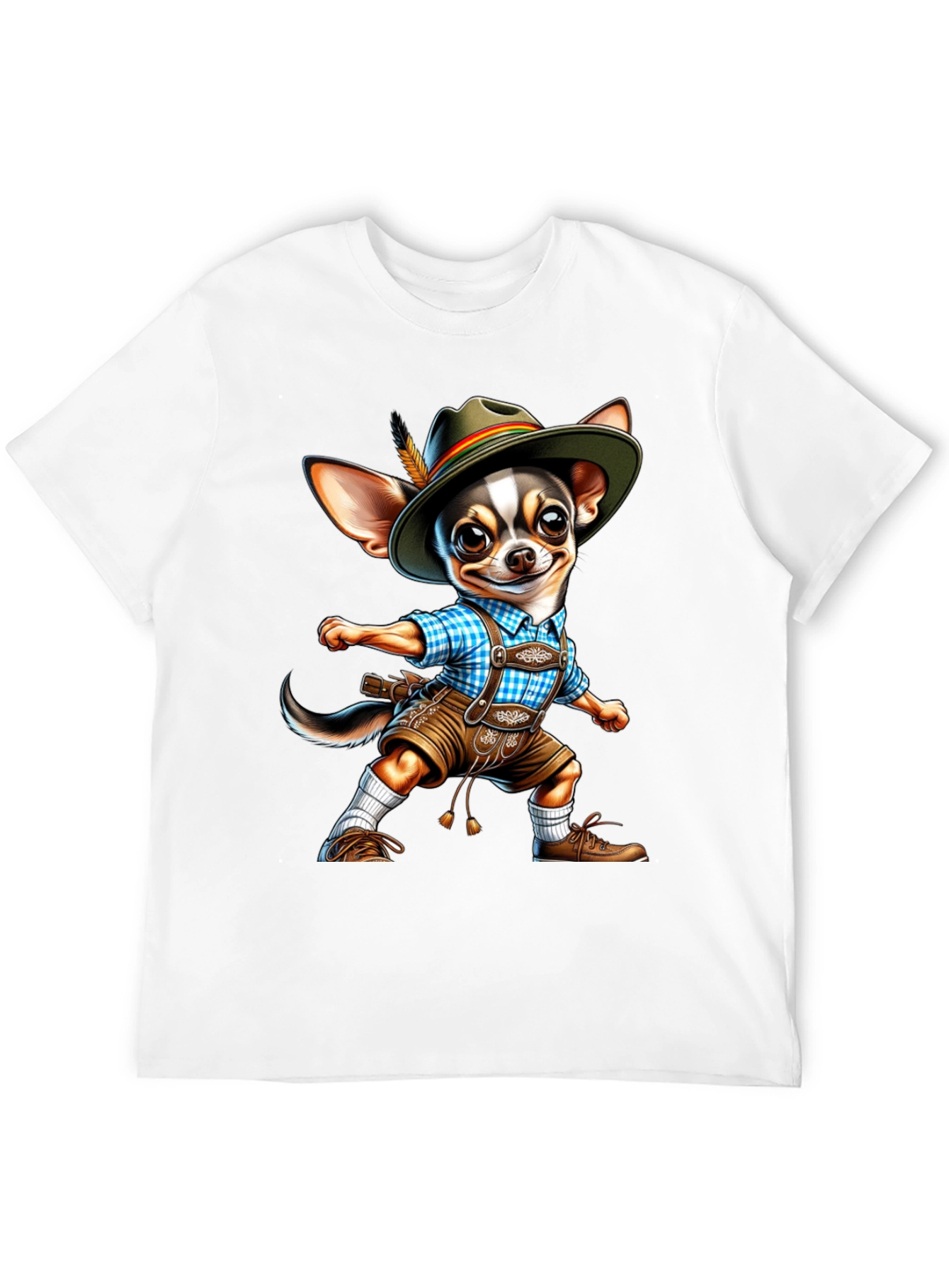 Chihuahua in Lederhosen T-Shirt | Funny Oktoberfest Dog Tee | Cute Chihuahua Graphic Shirt | Dog Lover Gift | Free Shipping $50+