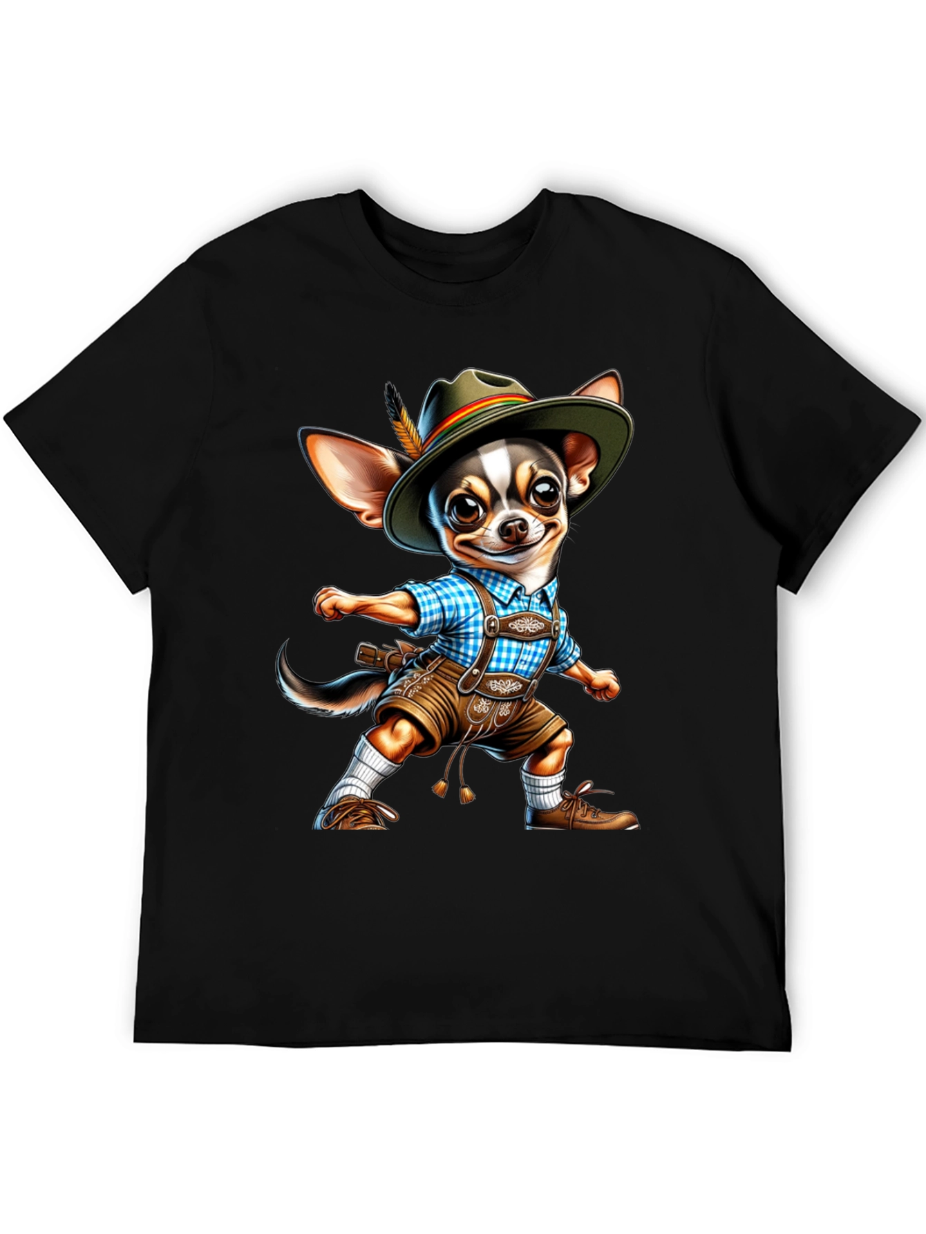 Chihuahua in Lederhosen T-Shirt | Funny Oktoberfest Dog Tee | Cute Chihuahua Graphic Shirt | Dog Lover Gift | Free Shipping $50+