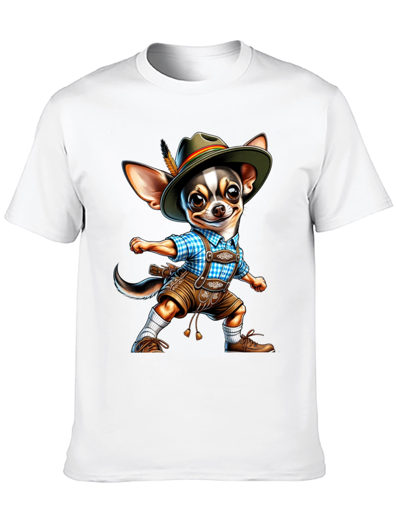 Chihuahua in Lederhosen T-Shirt | Funny Oktoberfest Dog Tee | Cute Chihuahua Graphic Shirt | Dog Lover Gift | Free Shipping $50+