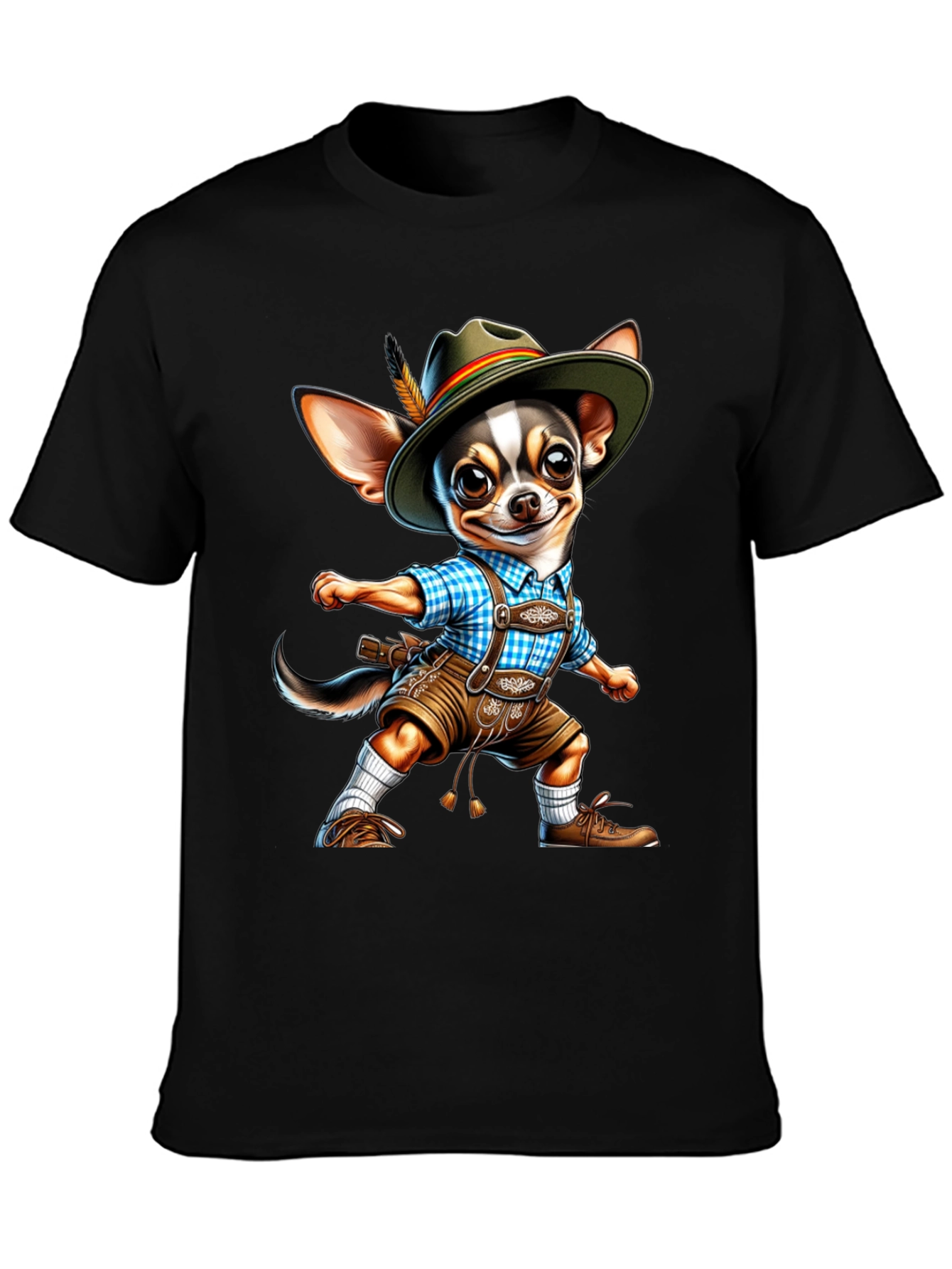 Chihuahua in Lederhosen T-Shirt | Funny Oktoberfest Dog Tee | Cute Chihuahua Graphic Shirt | Dog Lover Gift | Free Shipping $50+