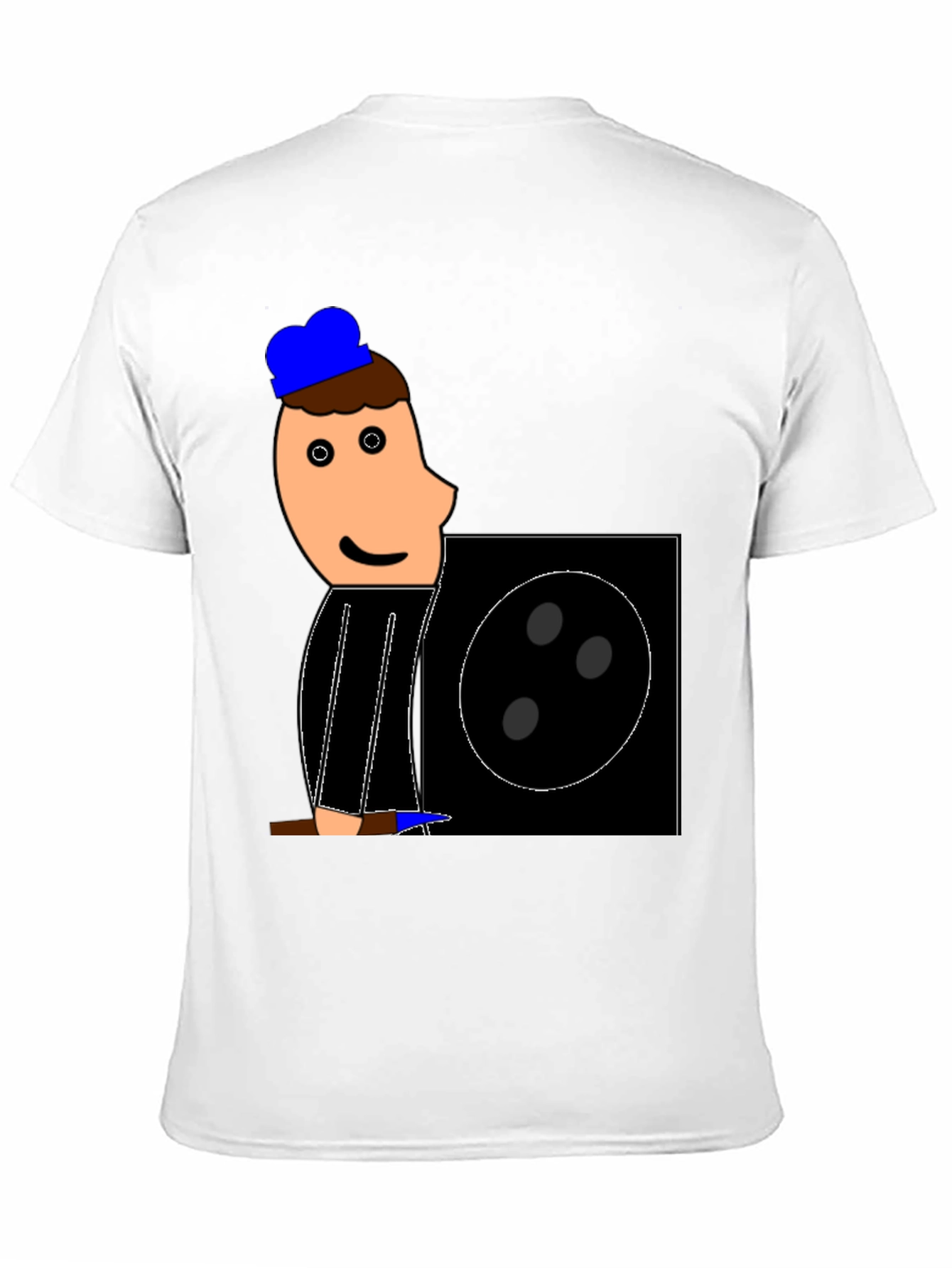 Cartoon Figure Graphic Tee - Black Crew Neck
