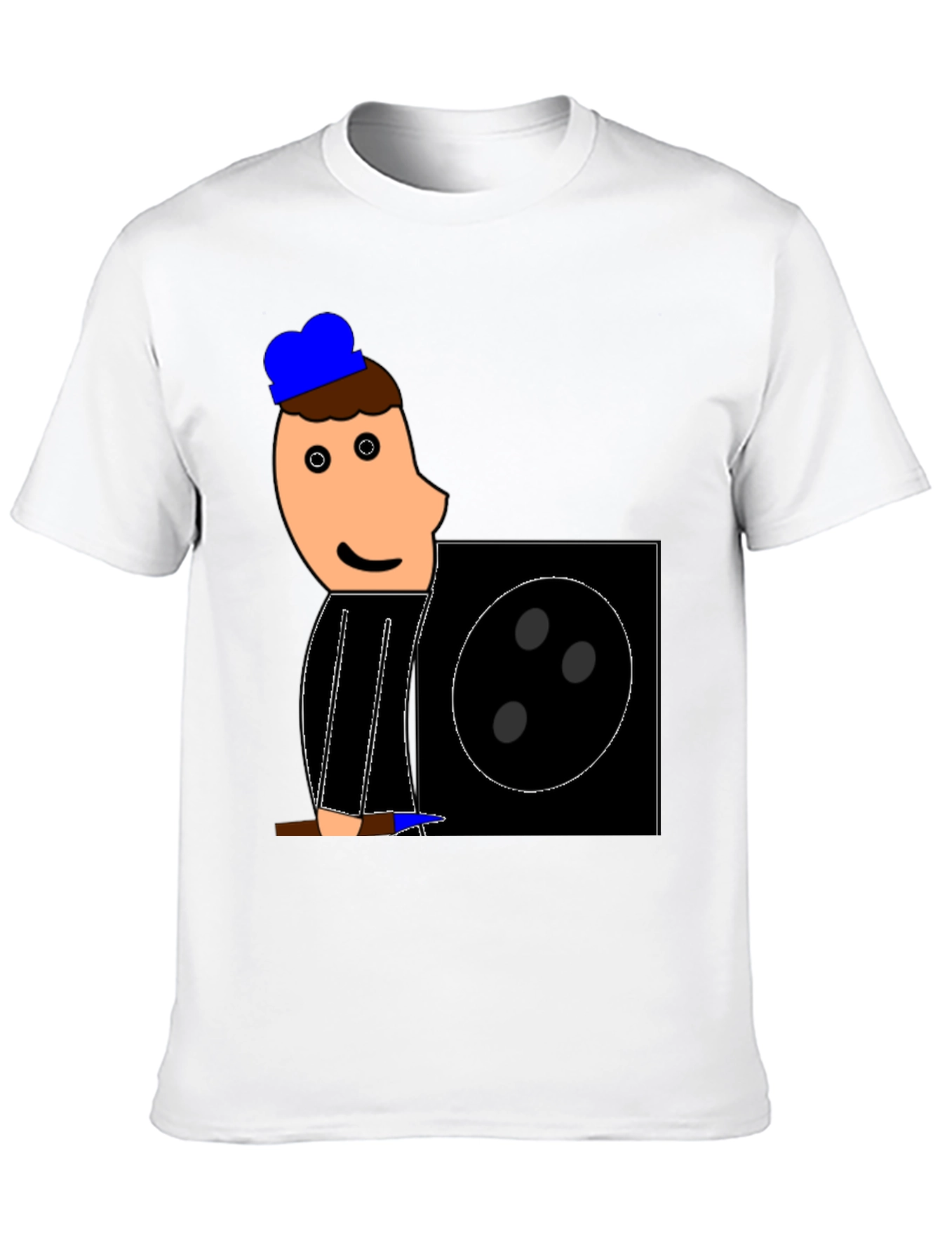 Cartoon Figure Graphic Tee - Black Crew Neck