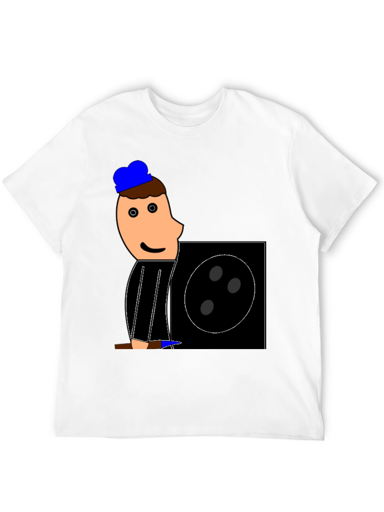 Cartoon Figure Graphic Tee - Black Crew Neck
