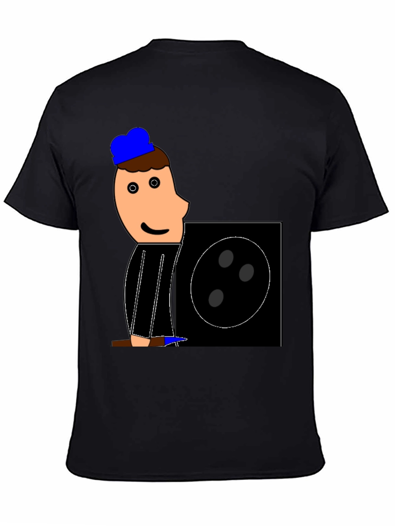 Cartoon Figure Graphic Tee - Black Crew Neck