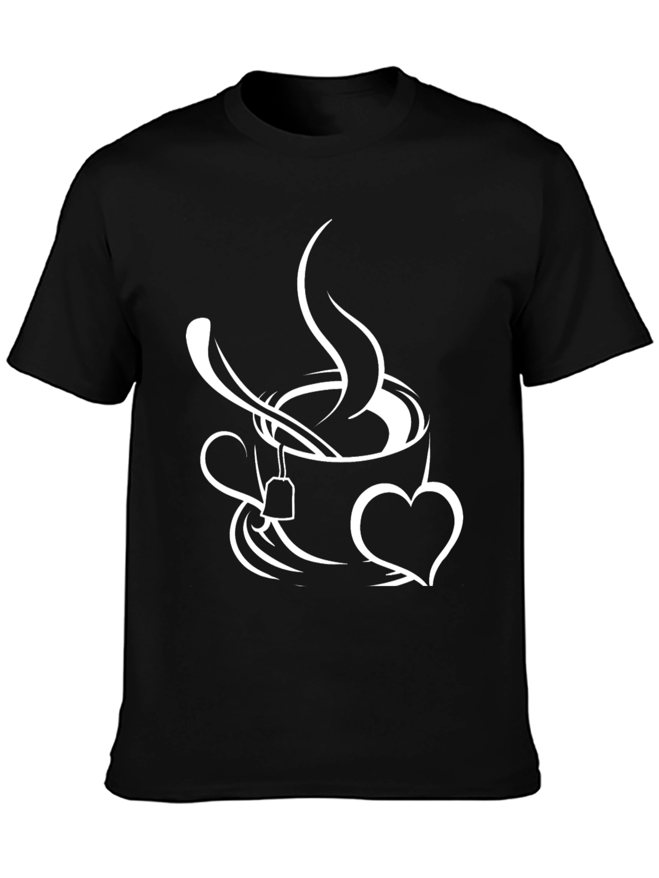 Tea Lovers Black T-Shirt with Heart Design