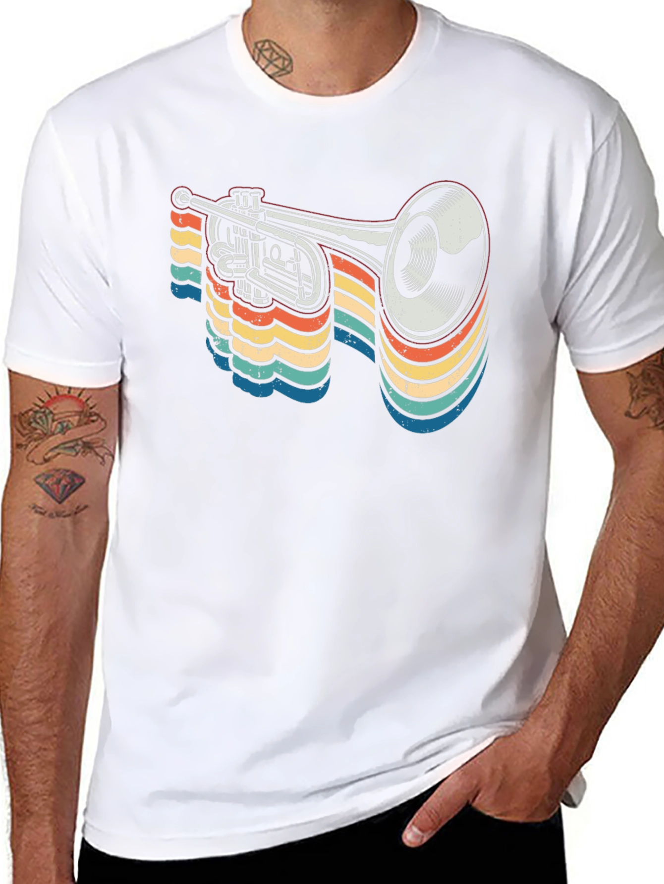 Retro Trumpet Graphic Tee - Musical Instrument T-Shirt