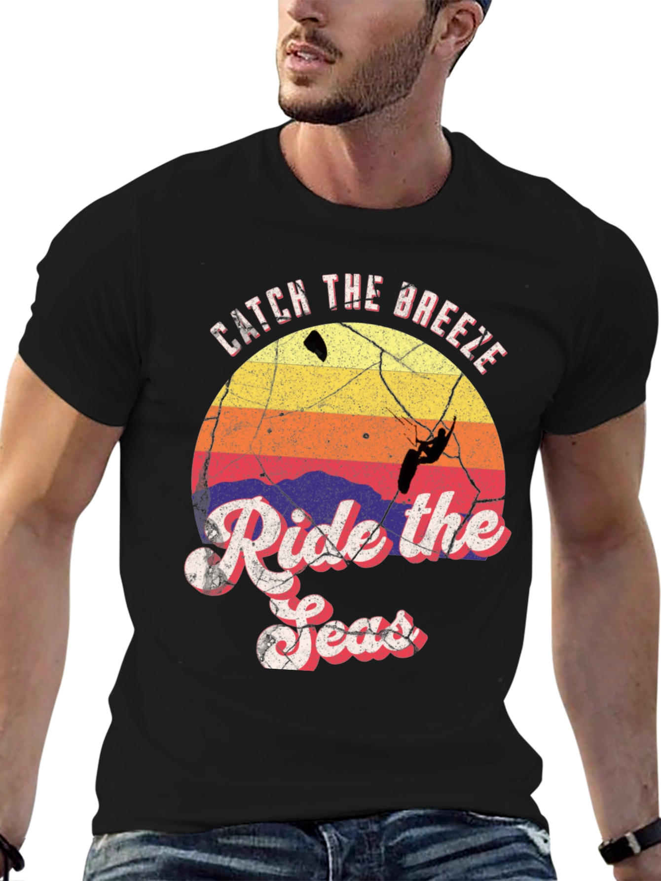Catch the Breeze Ride the Seas Black T-Shirt