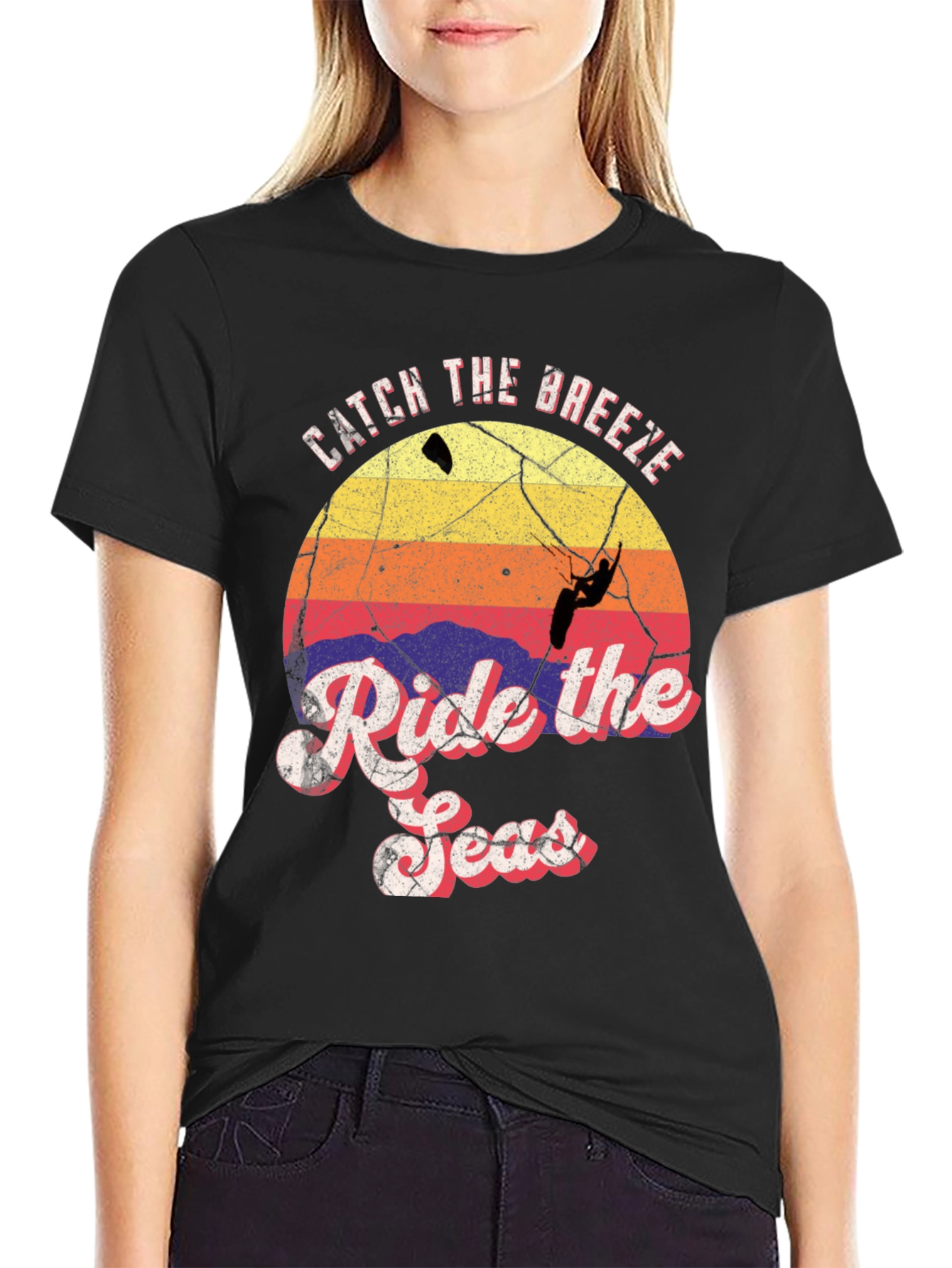 Catch the Breeze Ride the Seas Black T-Shirt