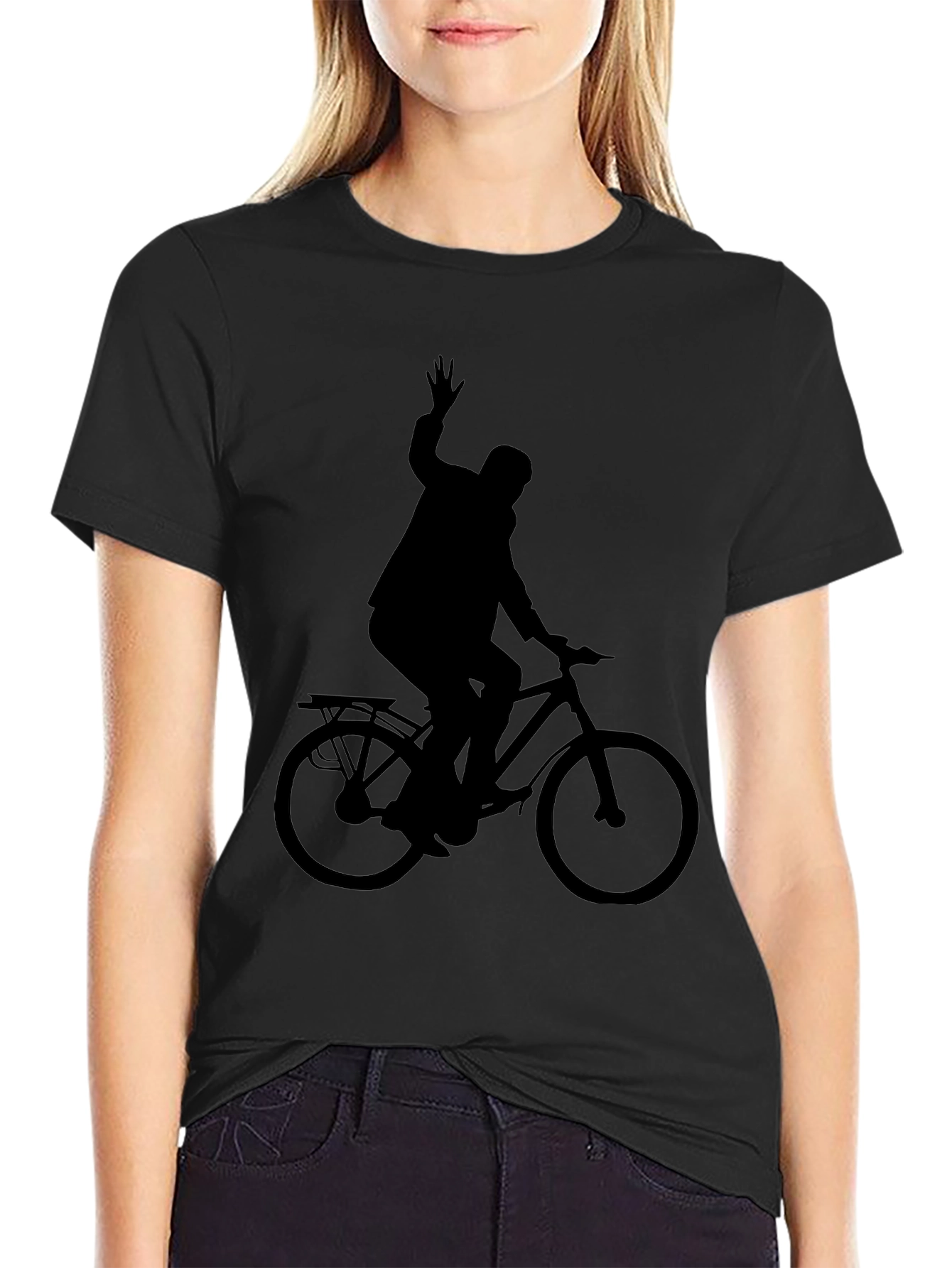 Silhouette Cyclist Black T-Shirt
