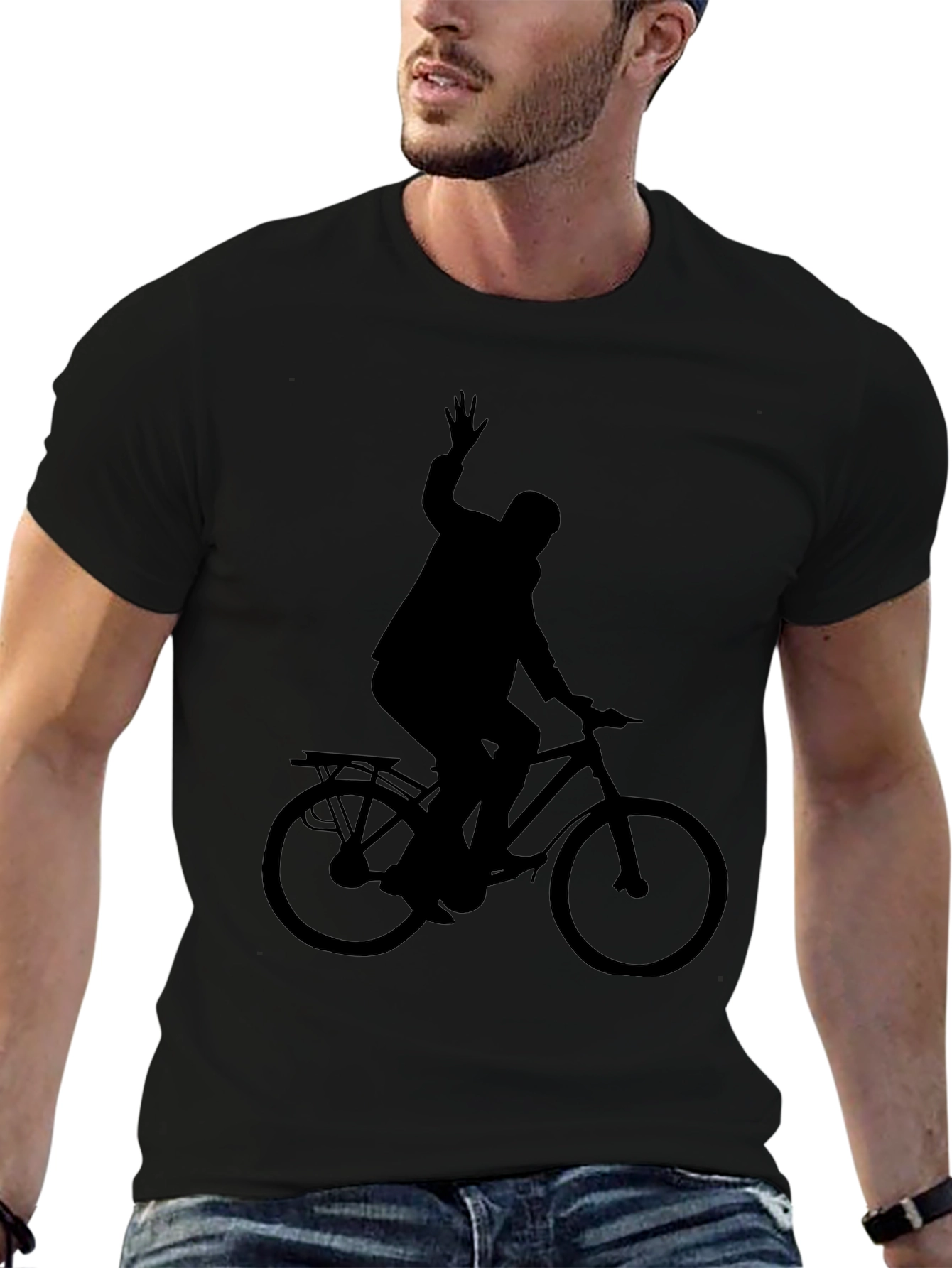 Silhouette Cyclist Black T-Shirt