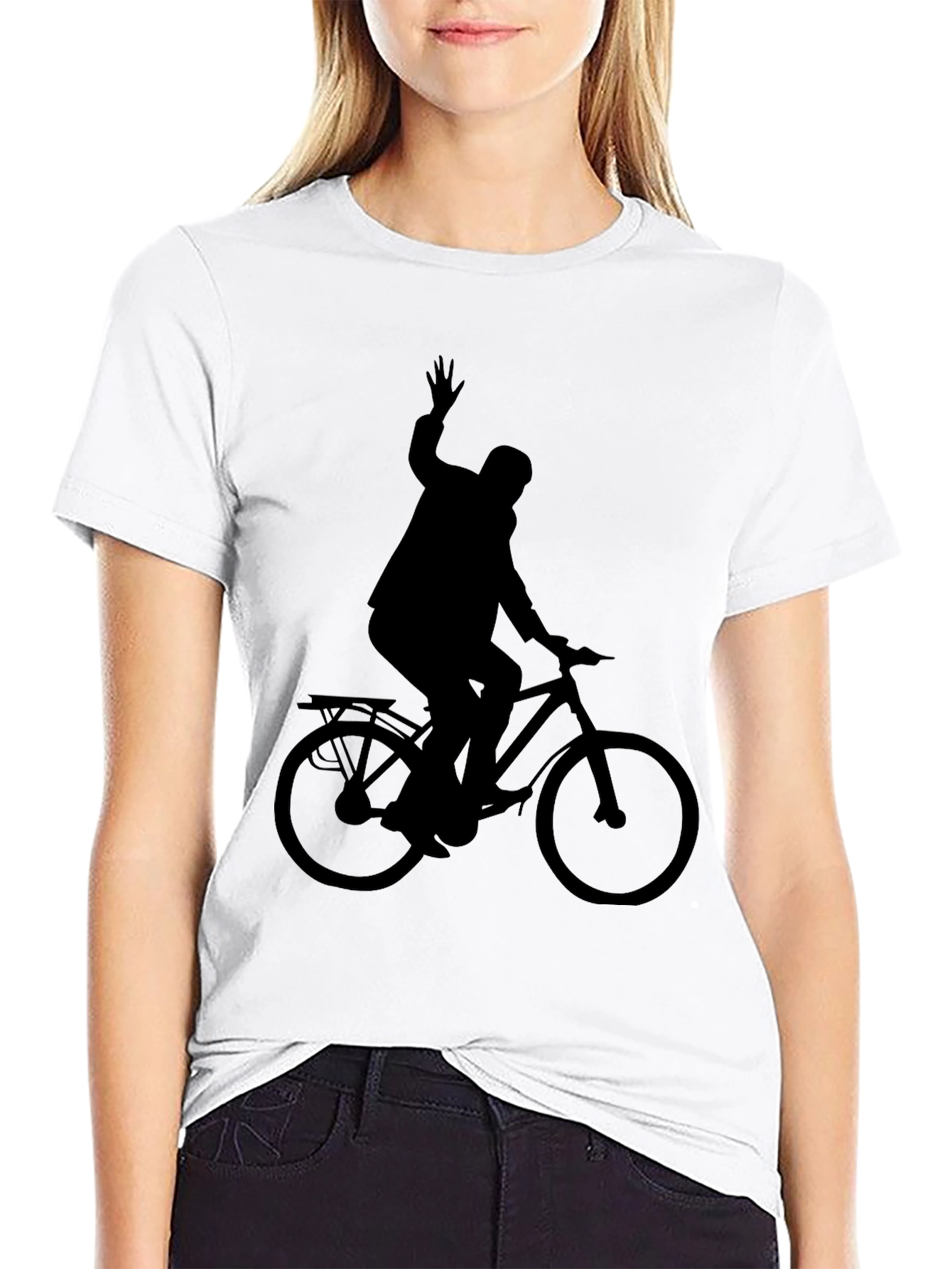 Silhouette Cyclist Black T-Shirt