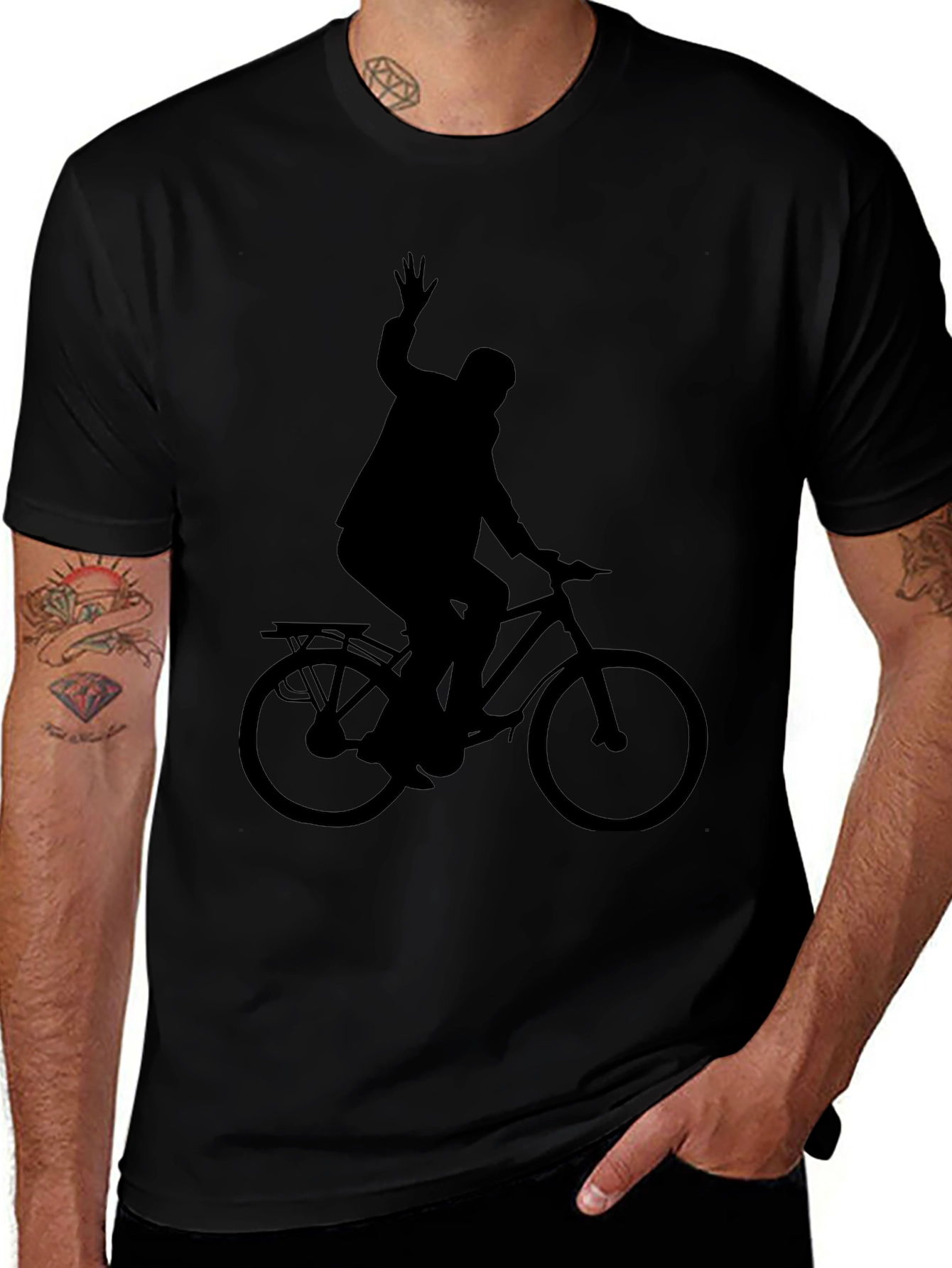 Silhouette Cyclist Black T-Shirt