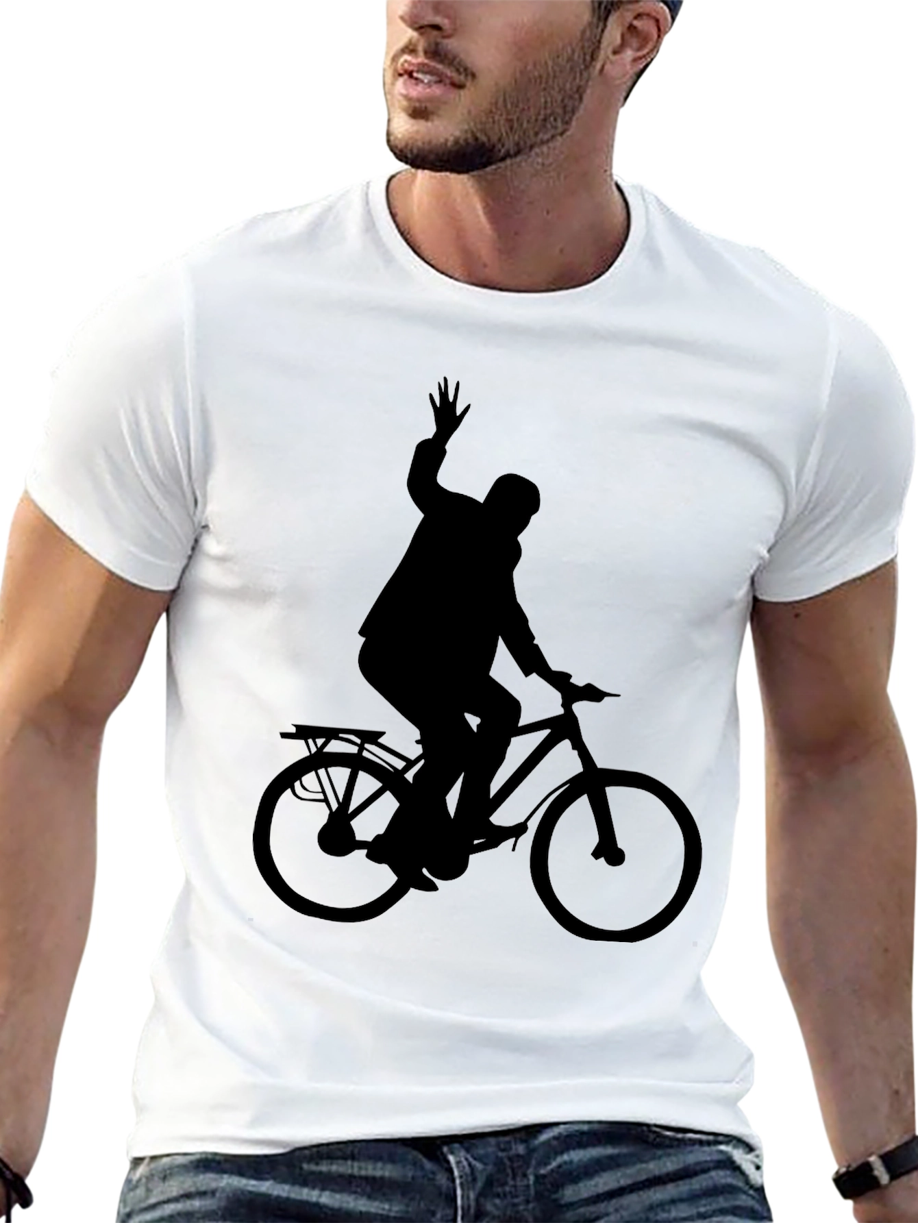 Silhouette Cyclist Black T-Shirt