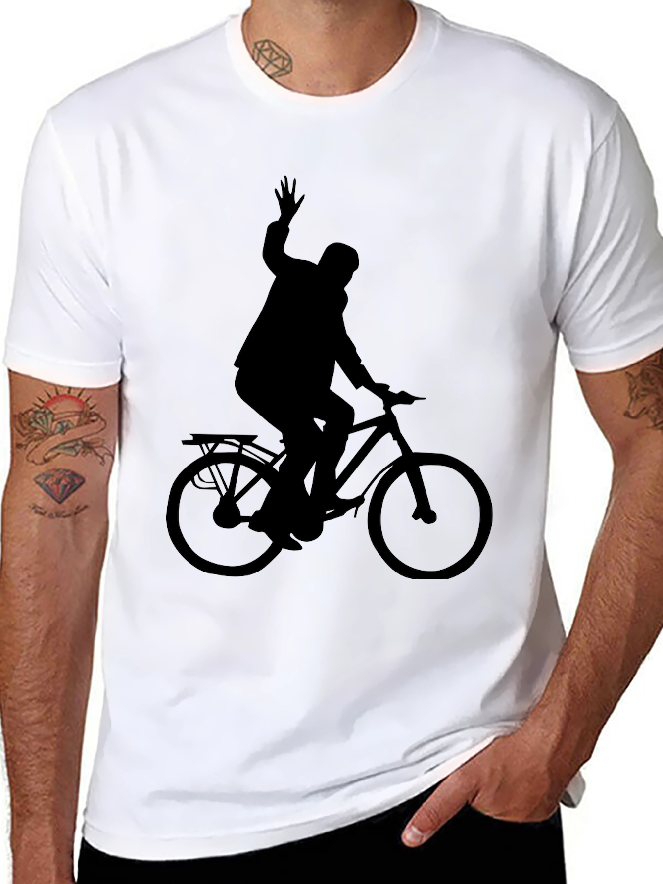Silhouette Cyclist Black T-Shirt