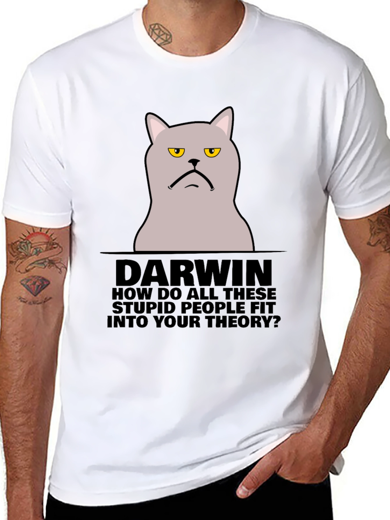 Darwin Cat T-Shirt - Funny Theory Design