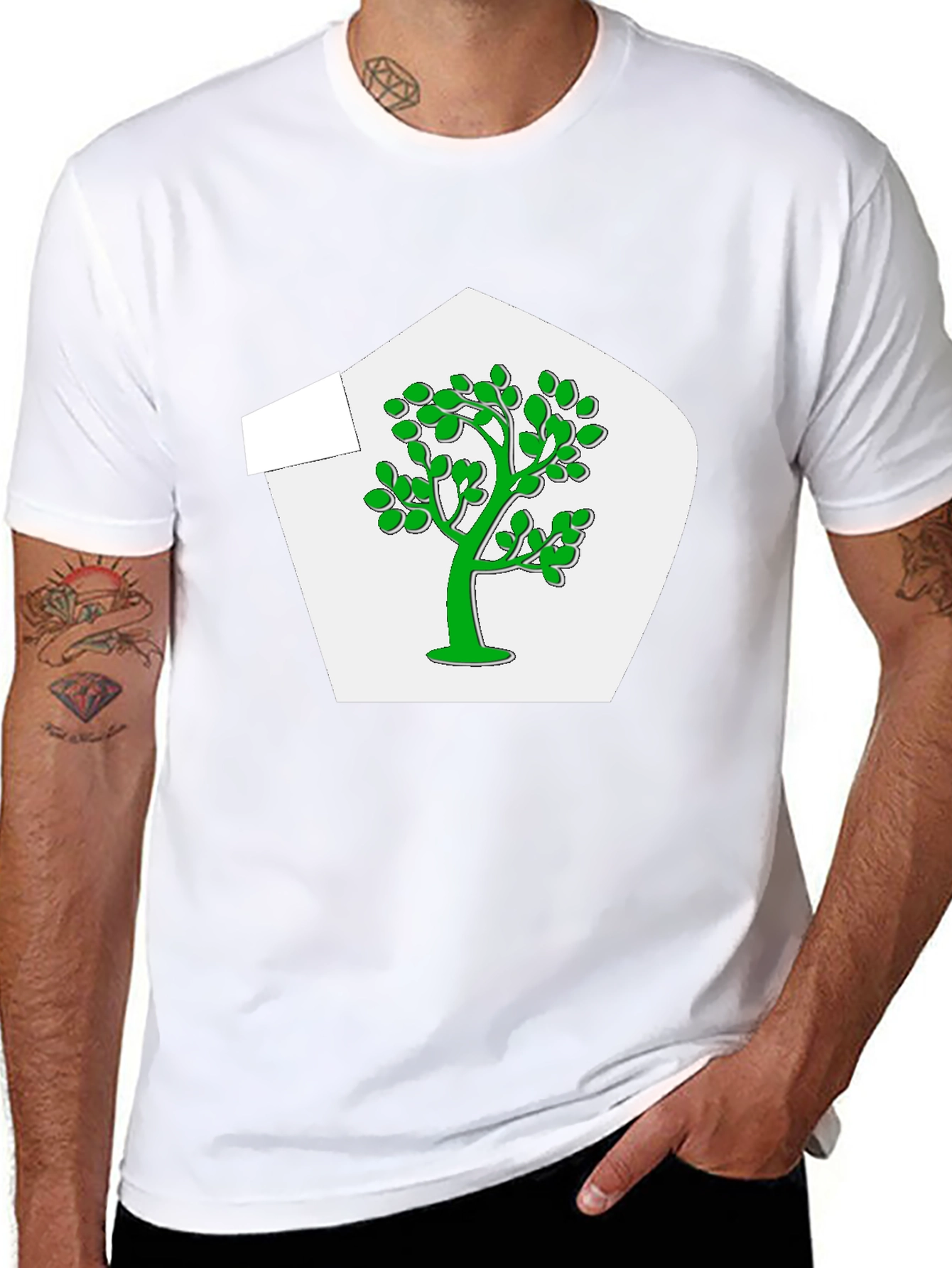 Green Tree Graphic Black T-Shirt