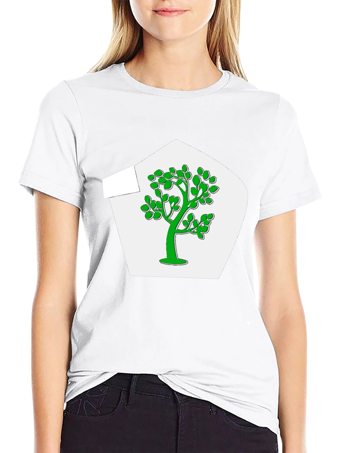 Green Tree Graphic Black T-Shirt