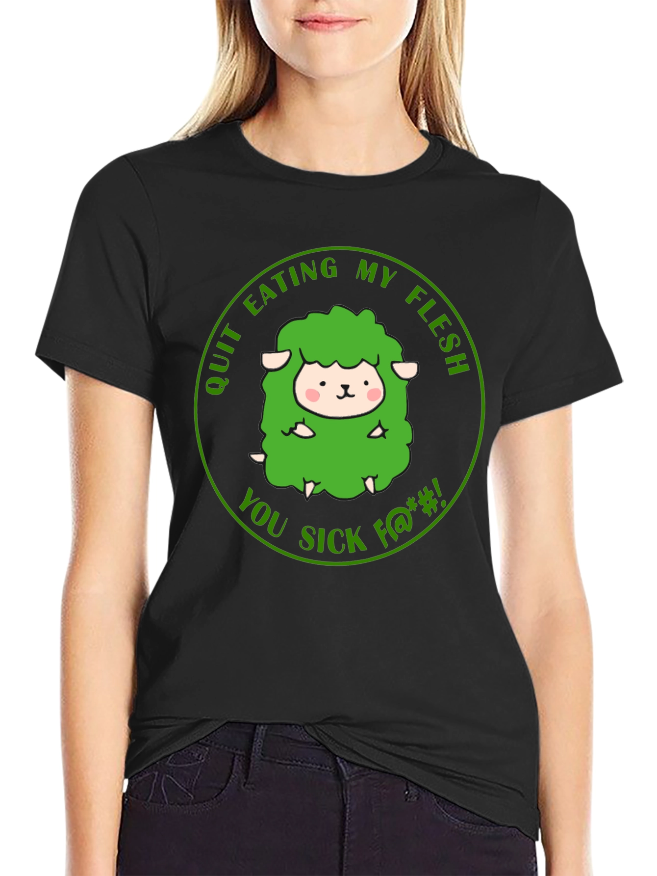 Vegetarian Black T-Shirt - Save the Sheep