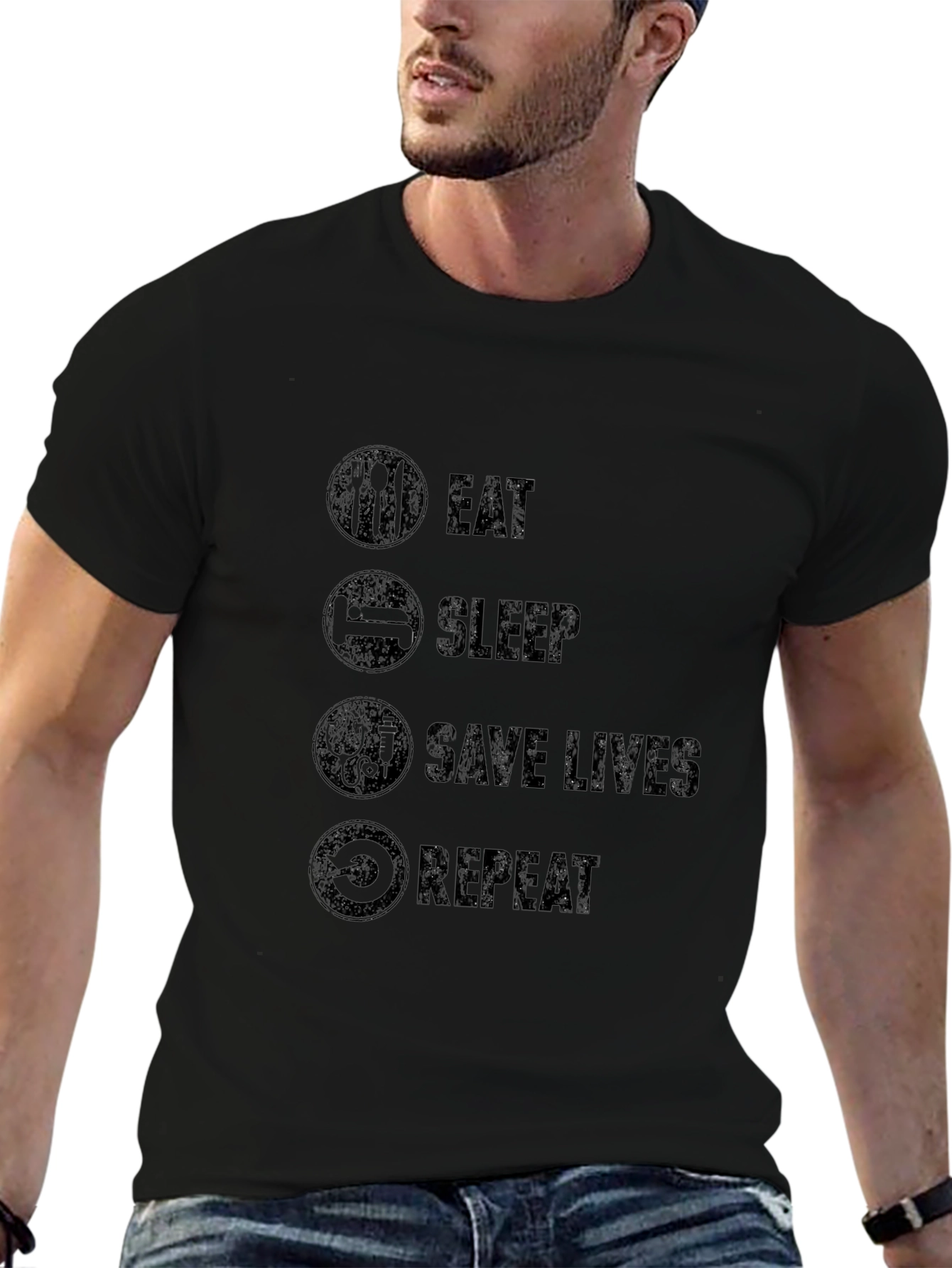 Eat Sleep Save Lives Repeat - Graphic Tee