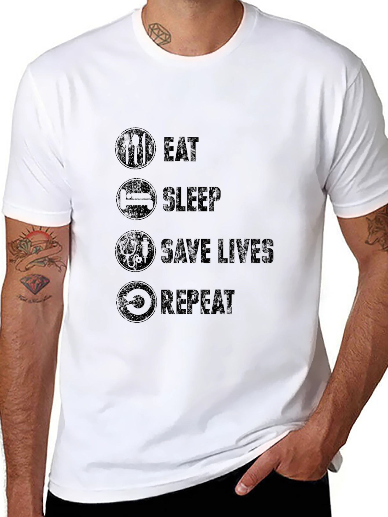 Eat Sleep Save Lives Repeat - Graphic Tee