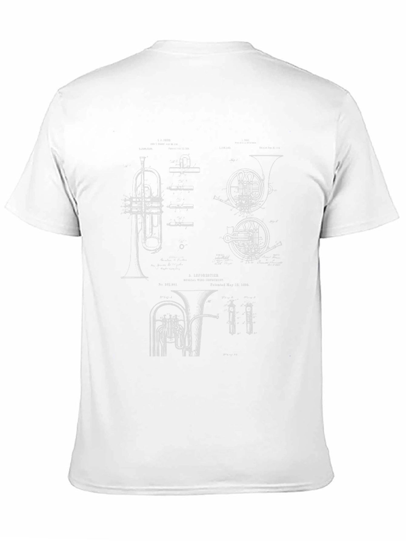 Musical Instrument Blueprint Black T-Shirt