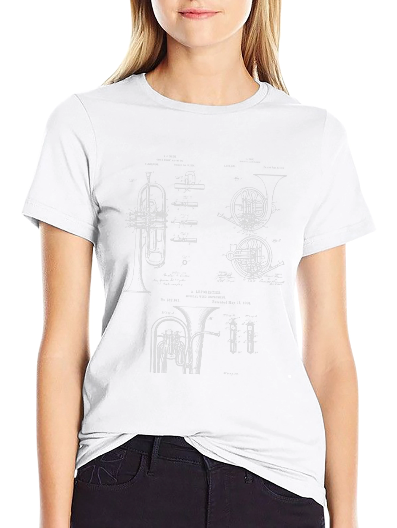 Musical Instrument Blueprint Black T-Shirt