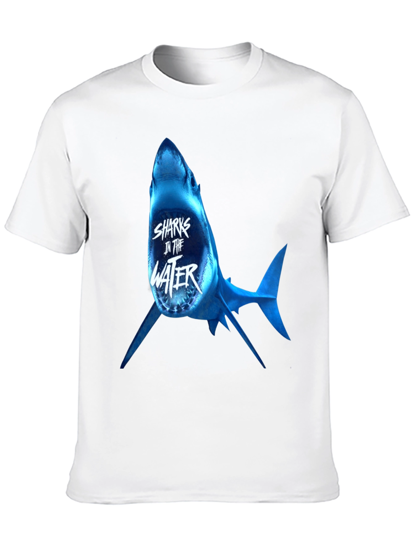 Sharks in the Water Graphic Print Black T-Shirt