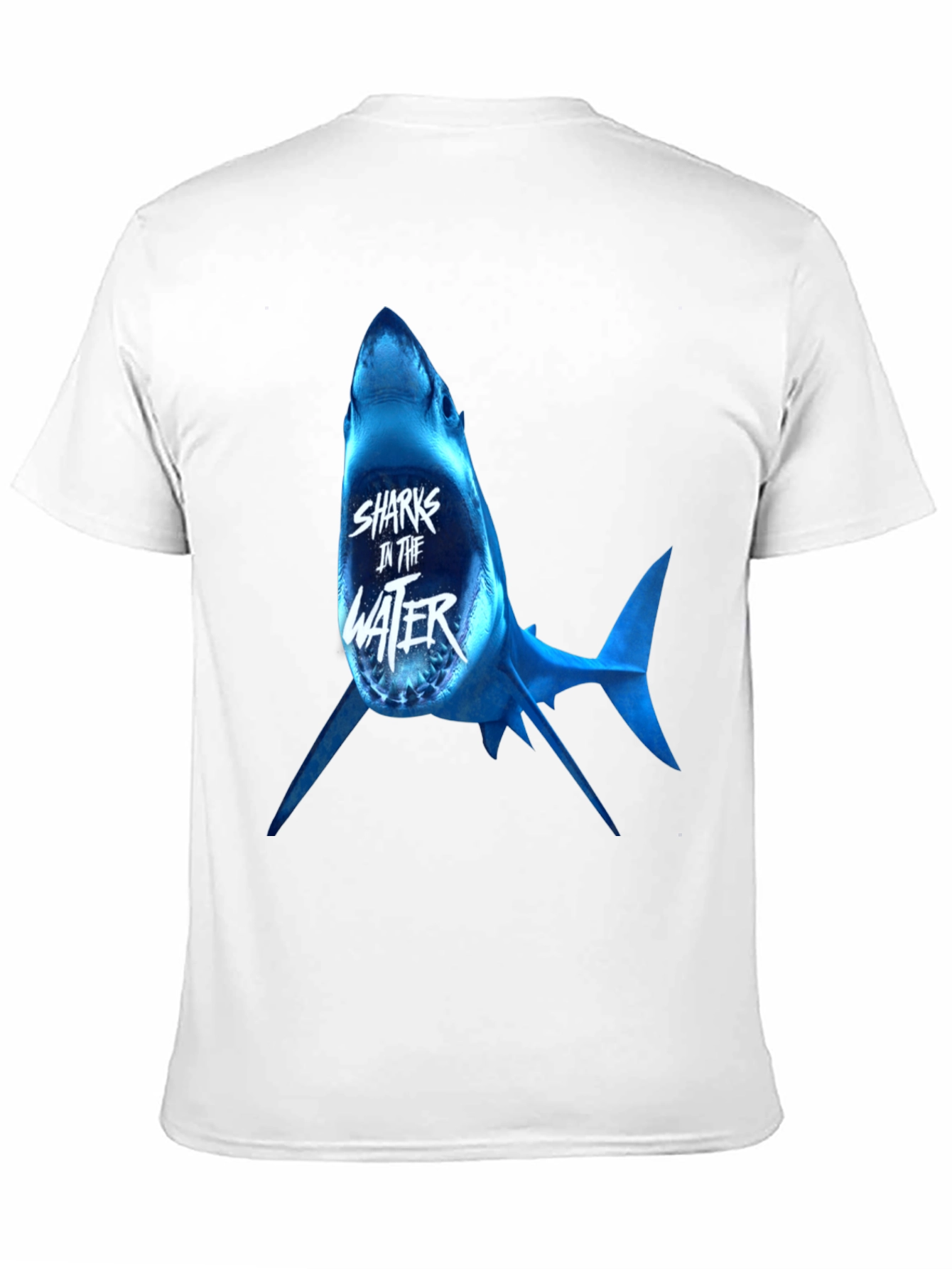 Sharks in the Water Graphic Print Black T-Shirt