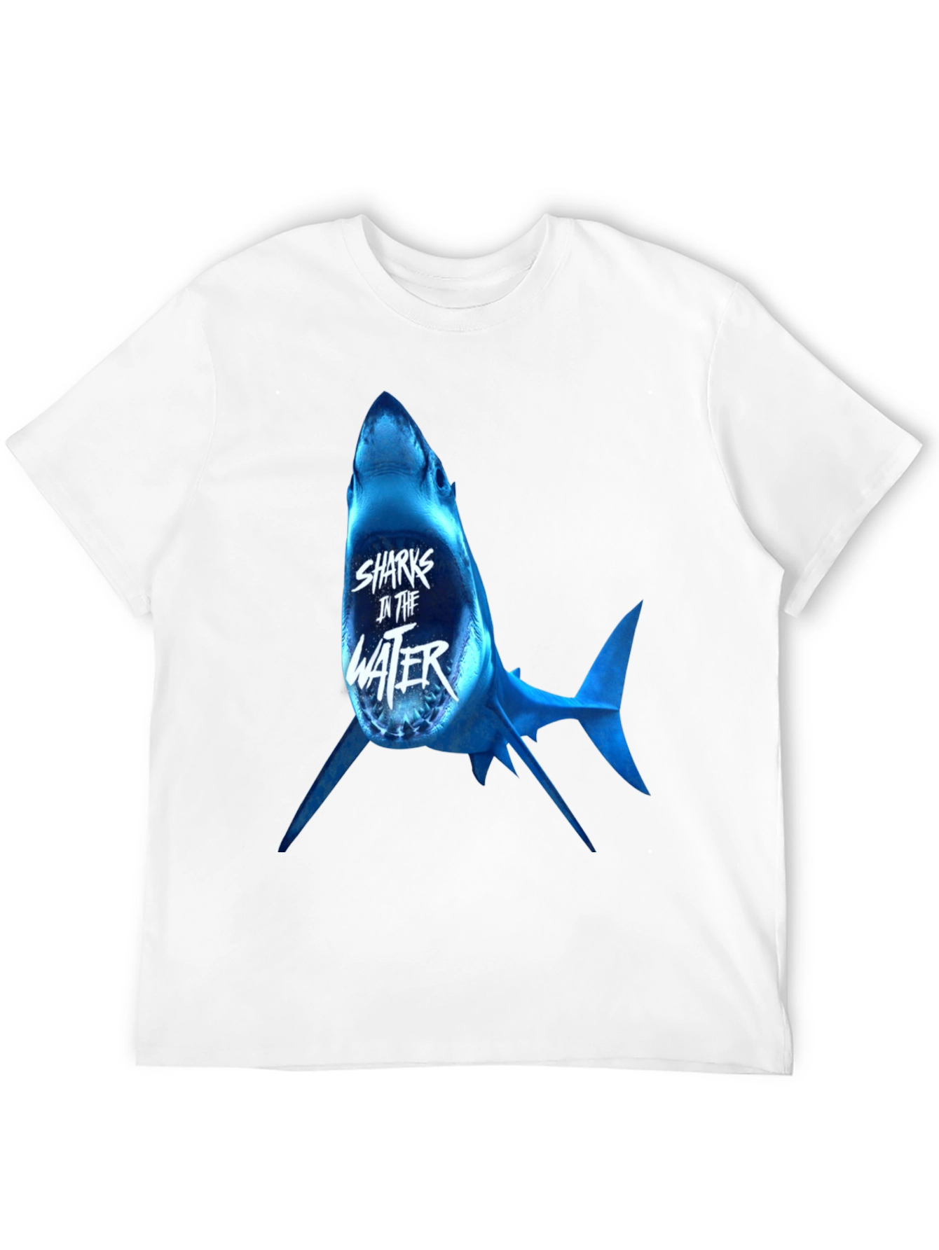 Sharks in the Water Graphic Print Black T-Shirt