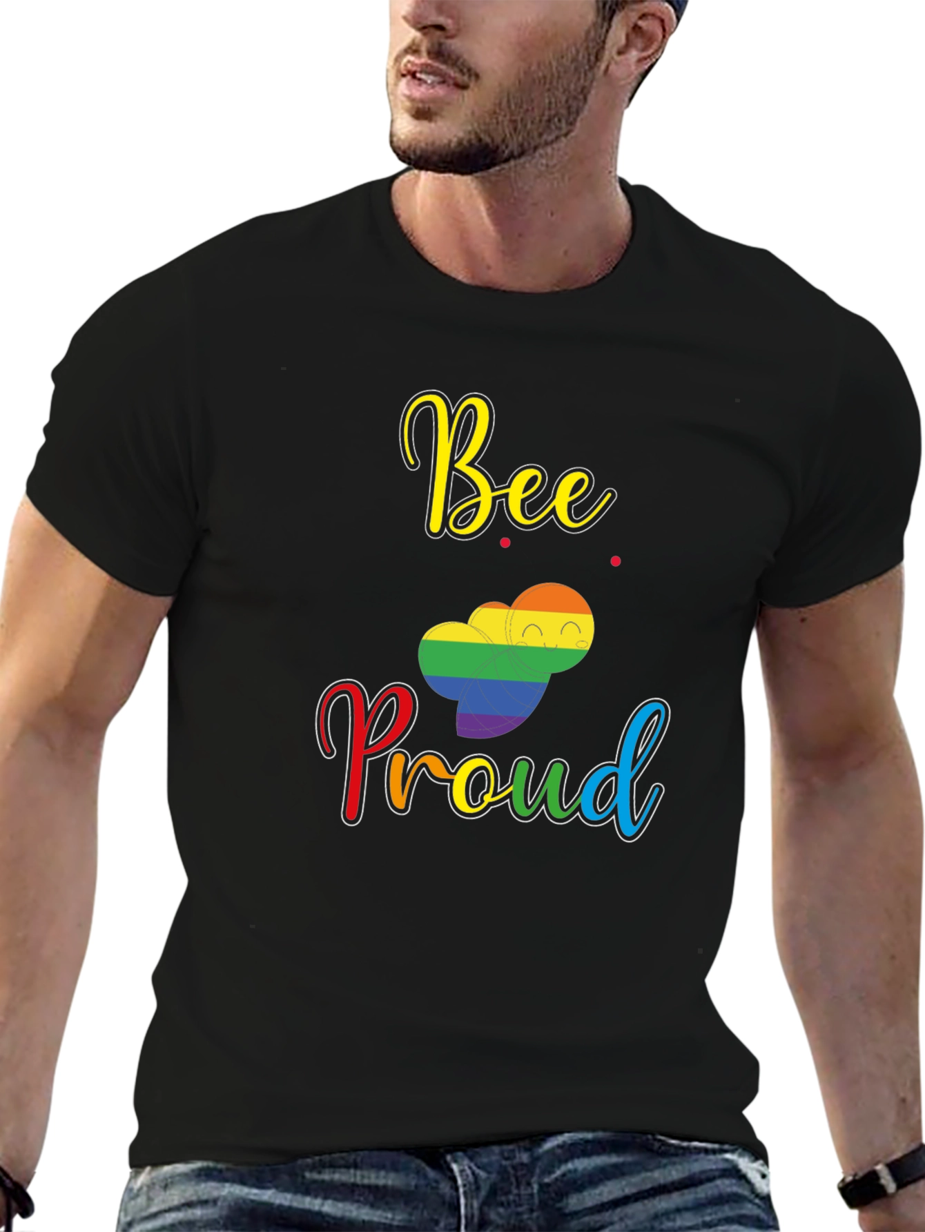 Bee Proud LGBTQ+ Pride T-Shirt | Rainbow Pride Graphic Tee | LGBTQ+ Support Shirt | Gift for Pride | Free Shipping $50+