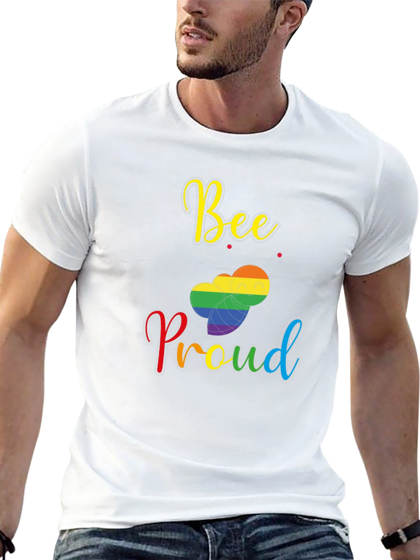 Bee Proud LGBTQ+ Pride T-Shirt | Rainbow Pride Graphic Tee | LGBTQ+ Support Shirt | Gift for Pride | Free Shipping $50+