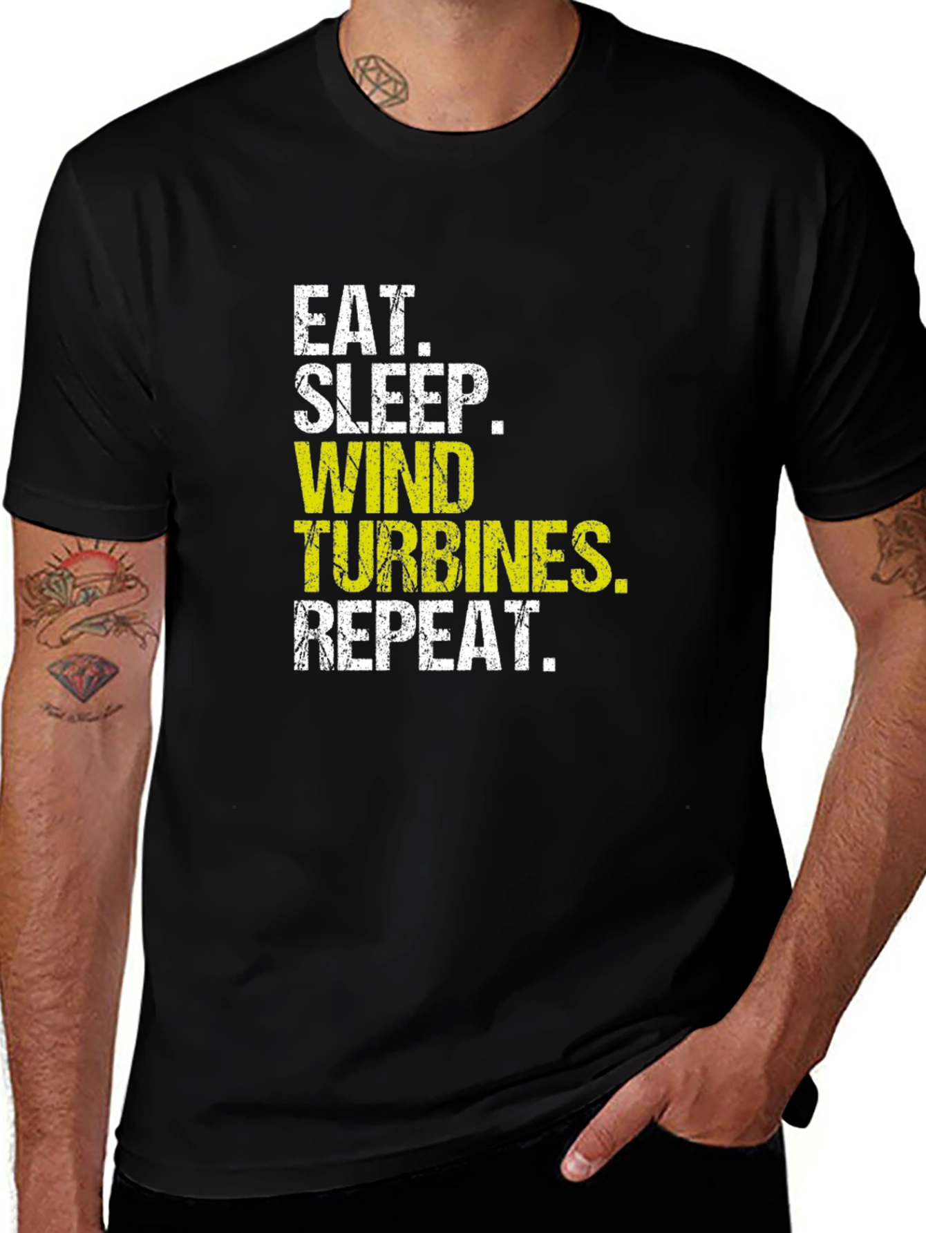Eat Sleep Wind Turbines Repeat Black T-Shirt