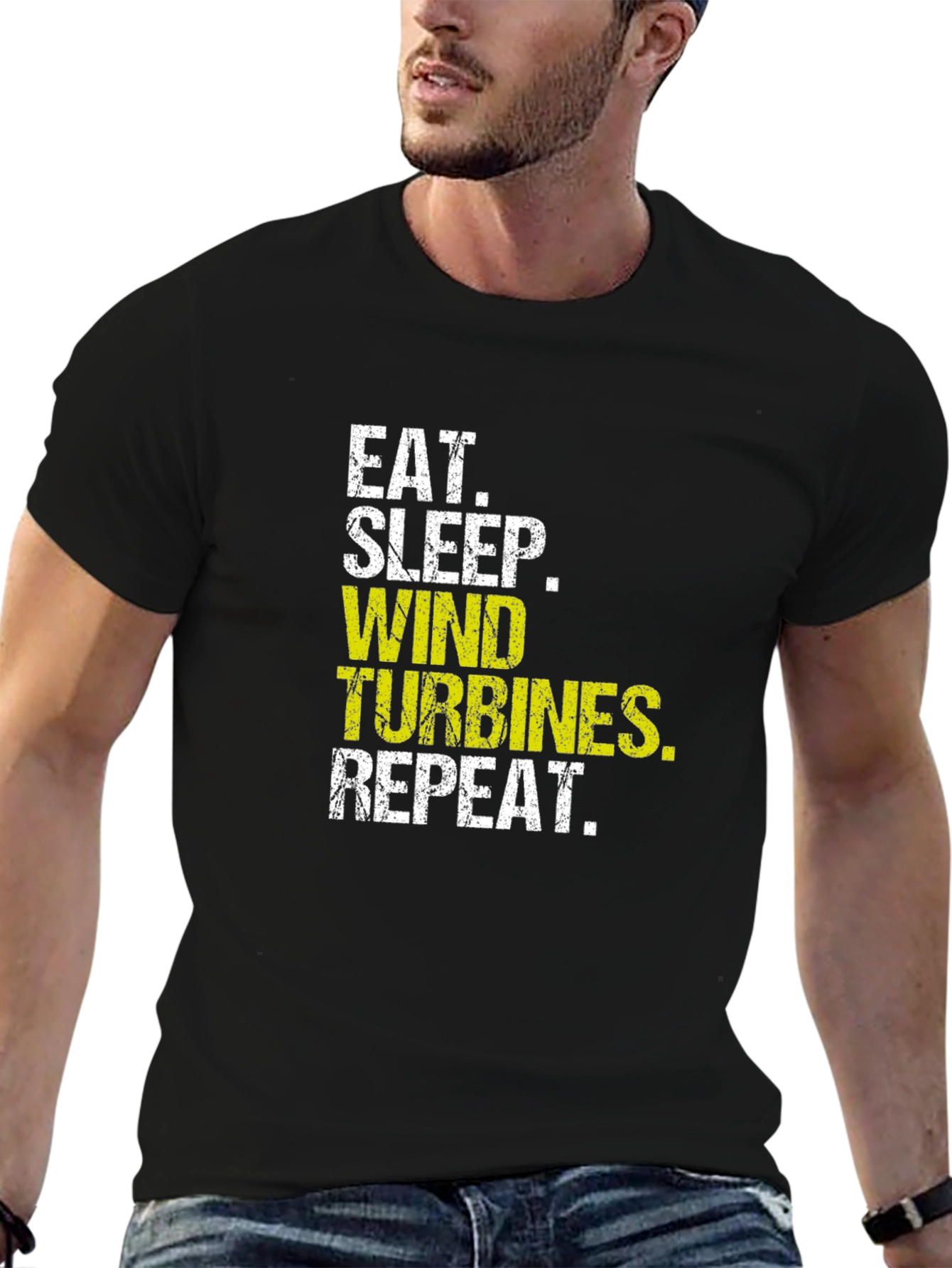 Eat Sleep Wind Turbines Repeat Black T-Shirt