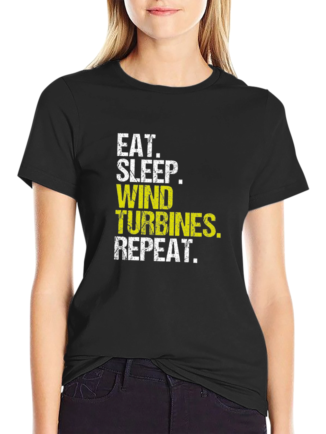 Eat Sleep Wind Turbines Repeat Black T-Shirt