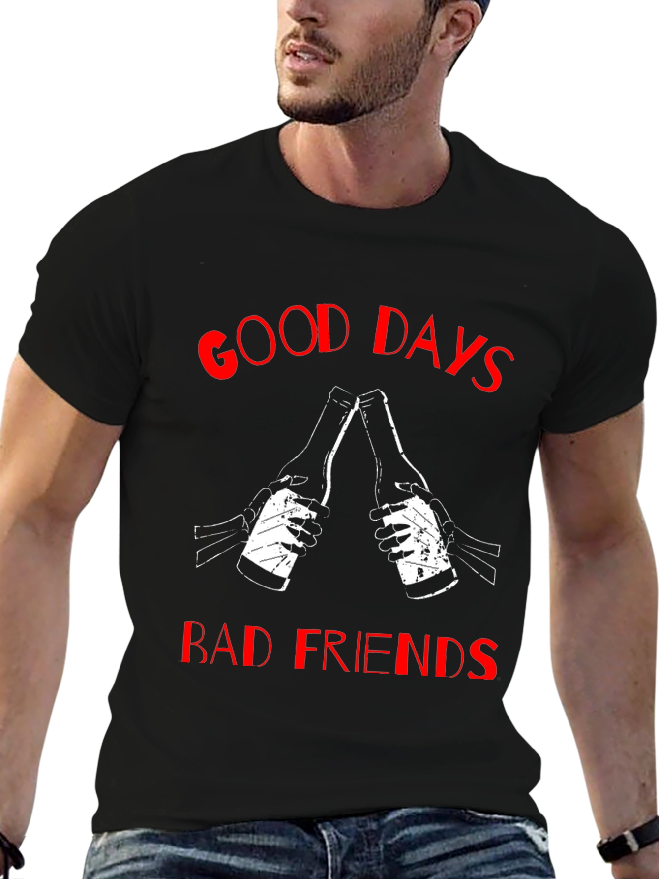 Good Days Bad Friends Graphic Tee - Black T-Shirt