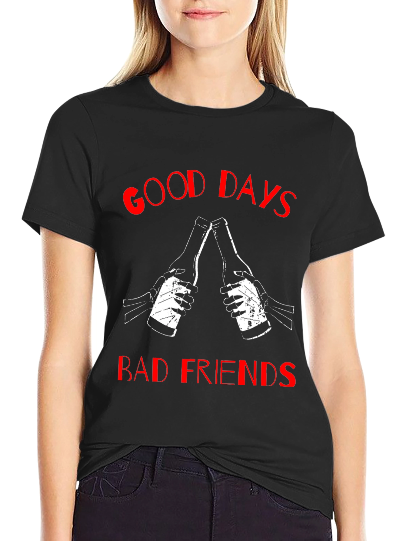 Good Days Bad Friends Graphic Tee - Black T-Shirt