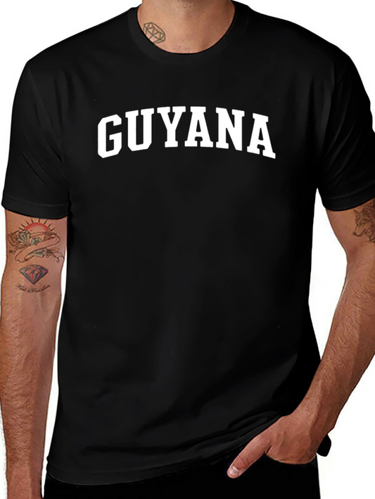 Guyana T-Shirt: Bold White Print on Black
