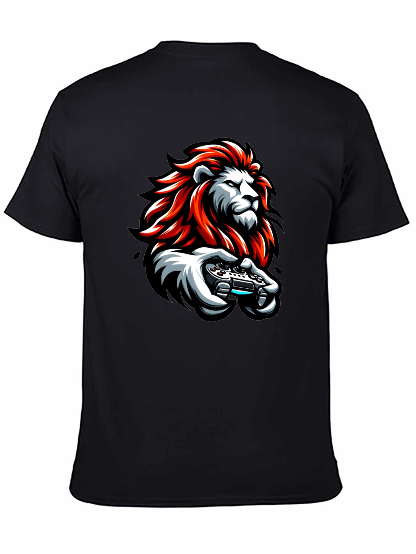 Lion Gamer Black T-Shirt - Cool Graphic Tee
