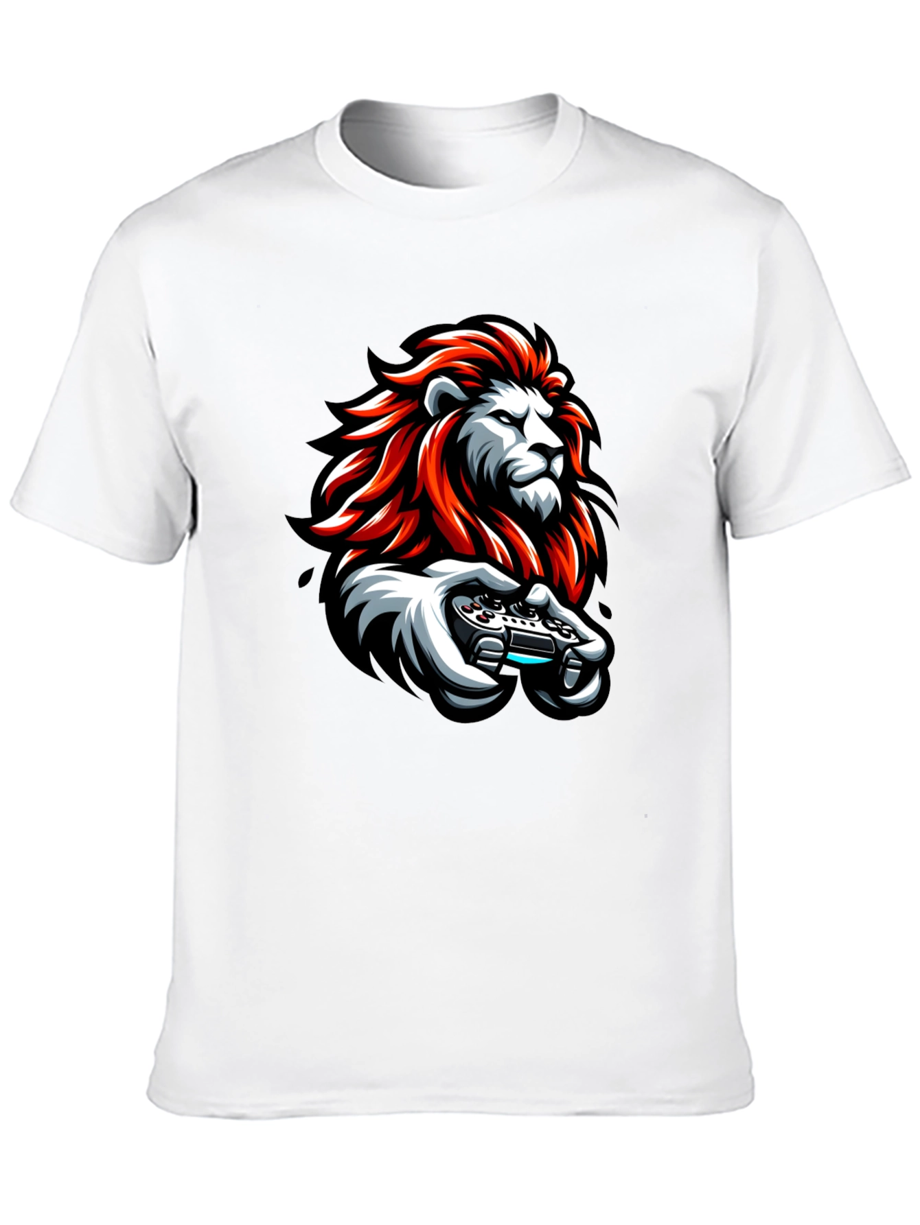 Lion Gamer Black T-Shirt - Cool Graphic Tee