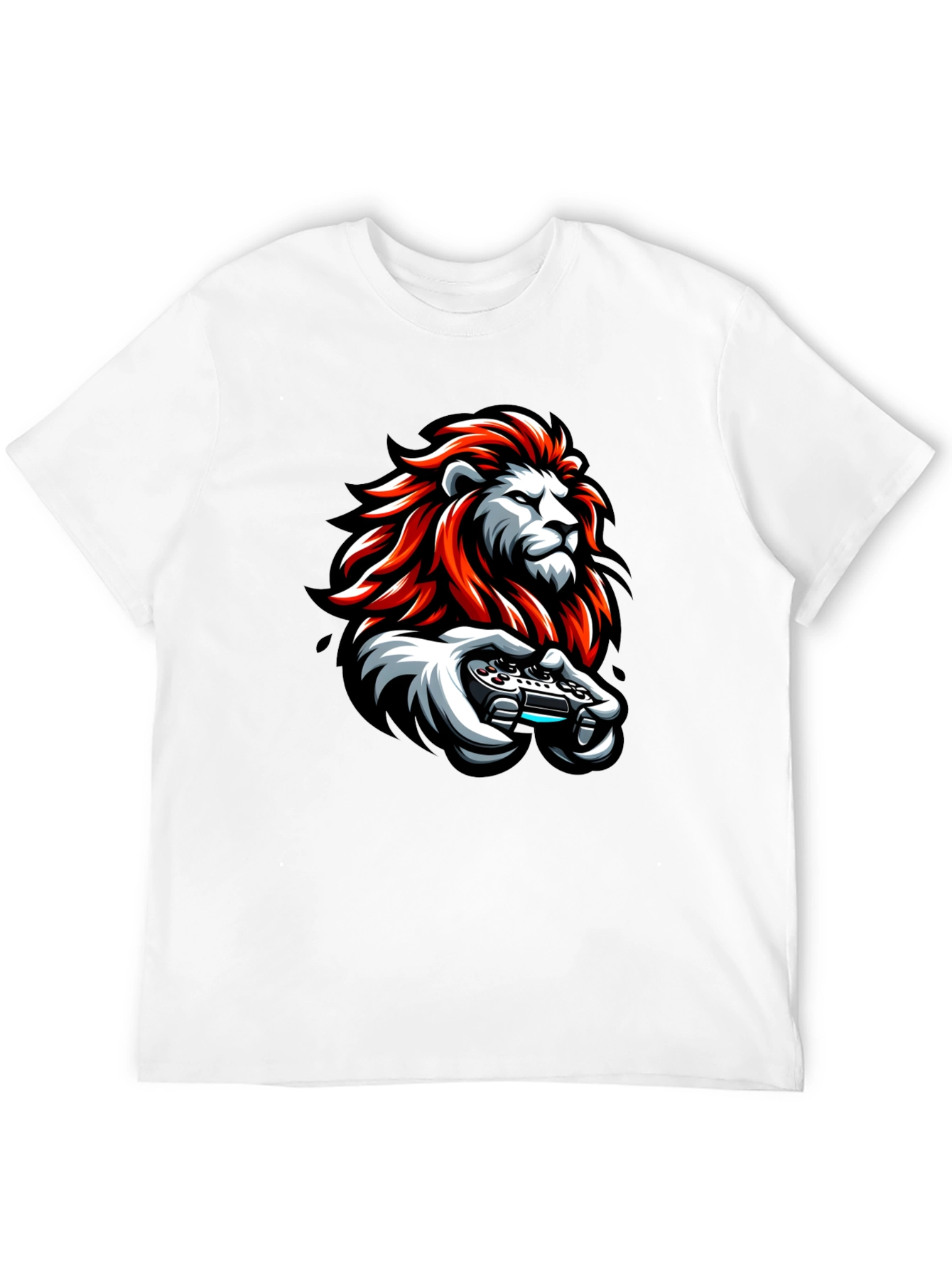 Lion Gamer Black T-Shirt - Cool Graphic Tee