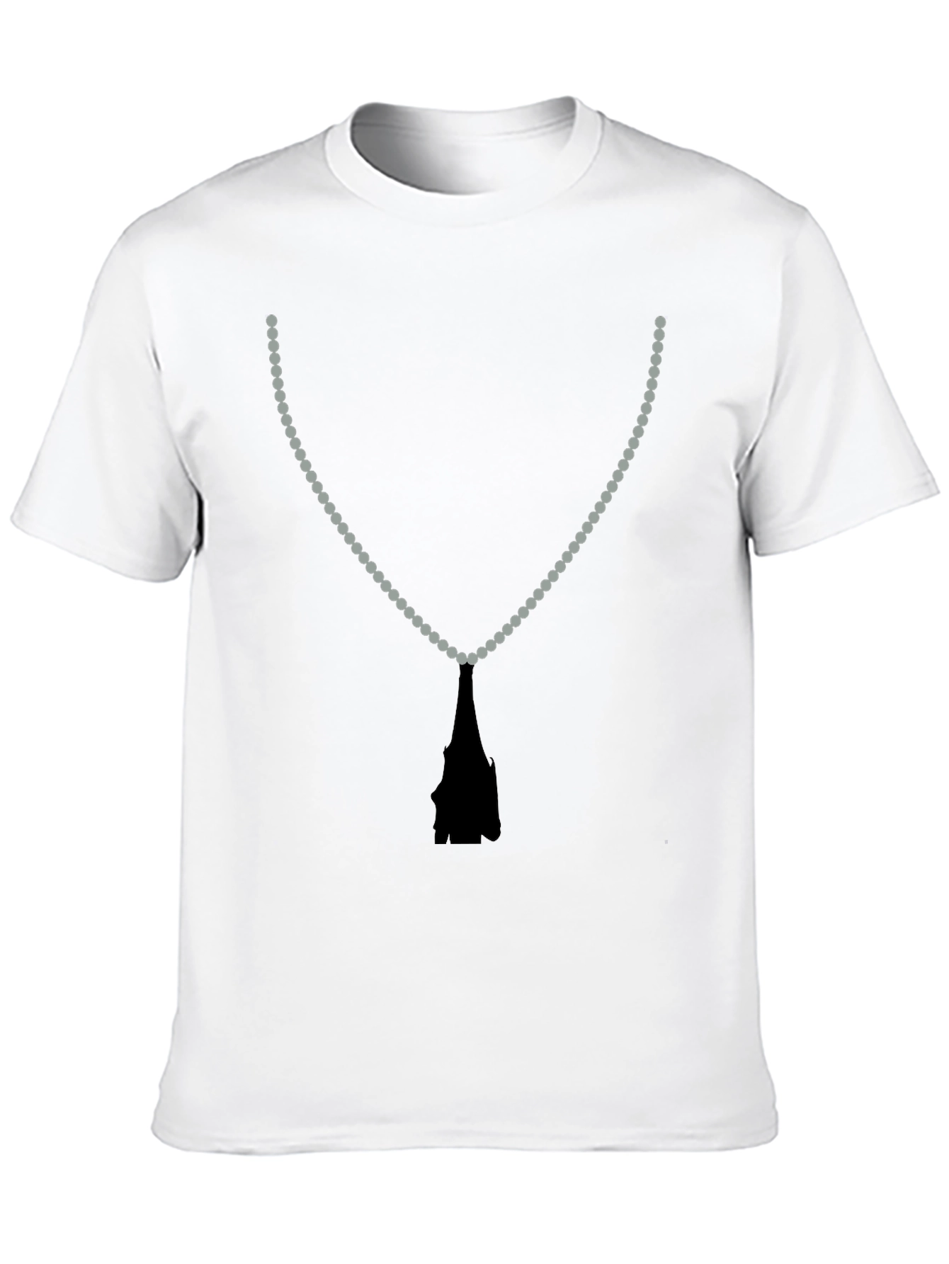 Beaded Necklace Print Black T-Shirt