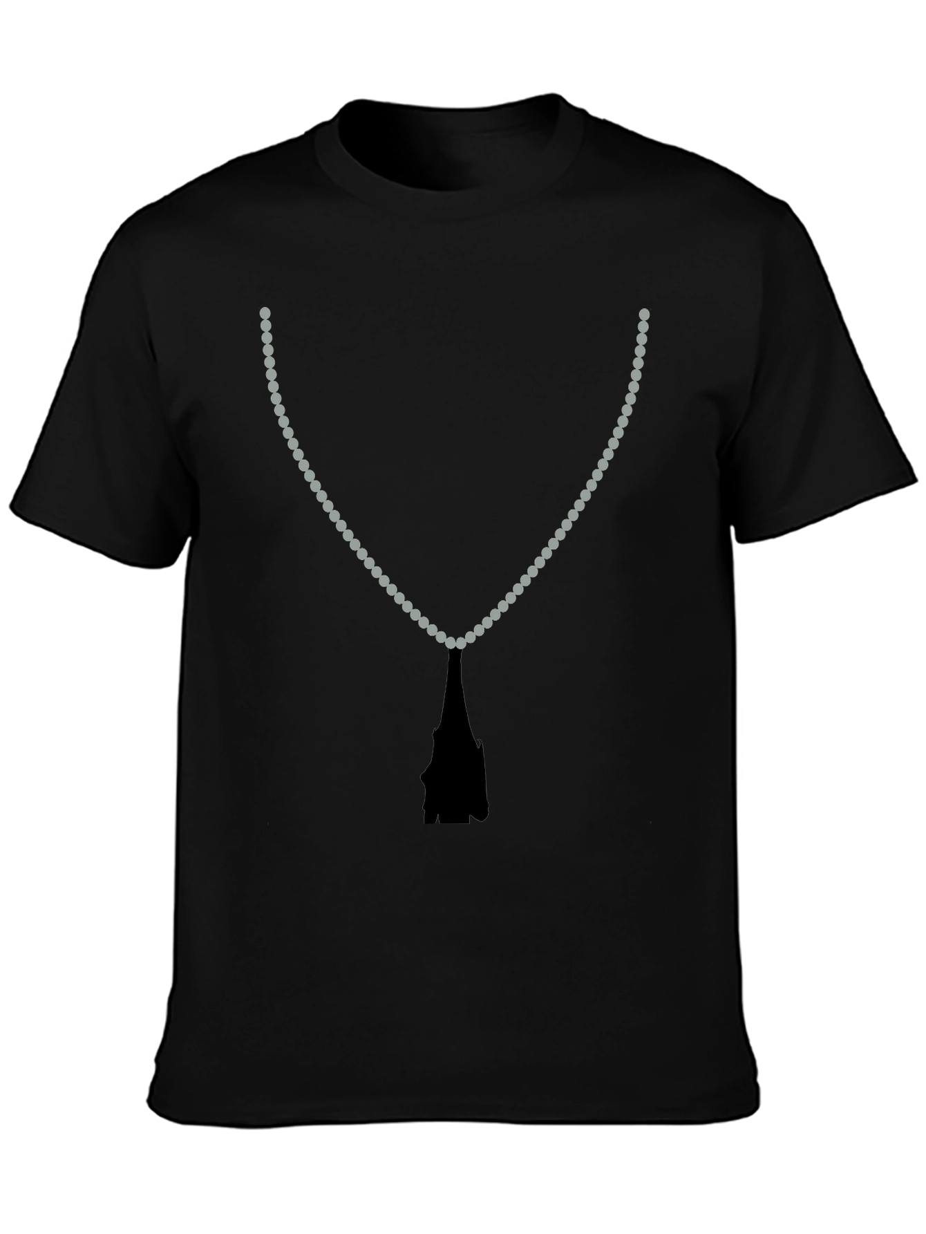 Beaded Necklace Print Black T-Shirt