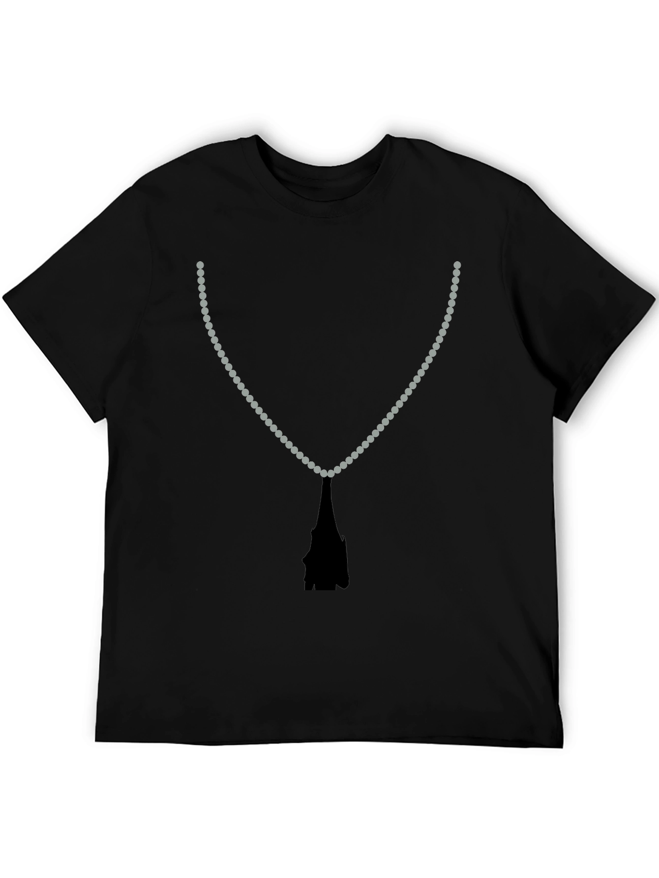 Beaded Necklace Print Black T-Shirt