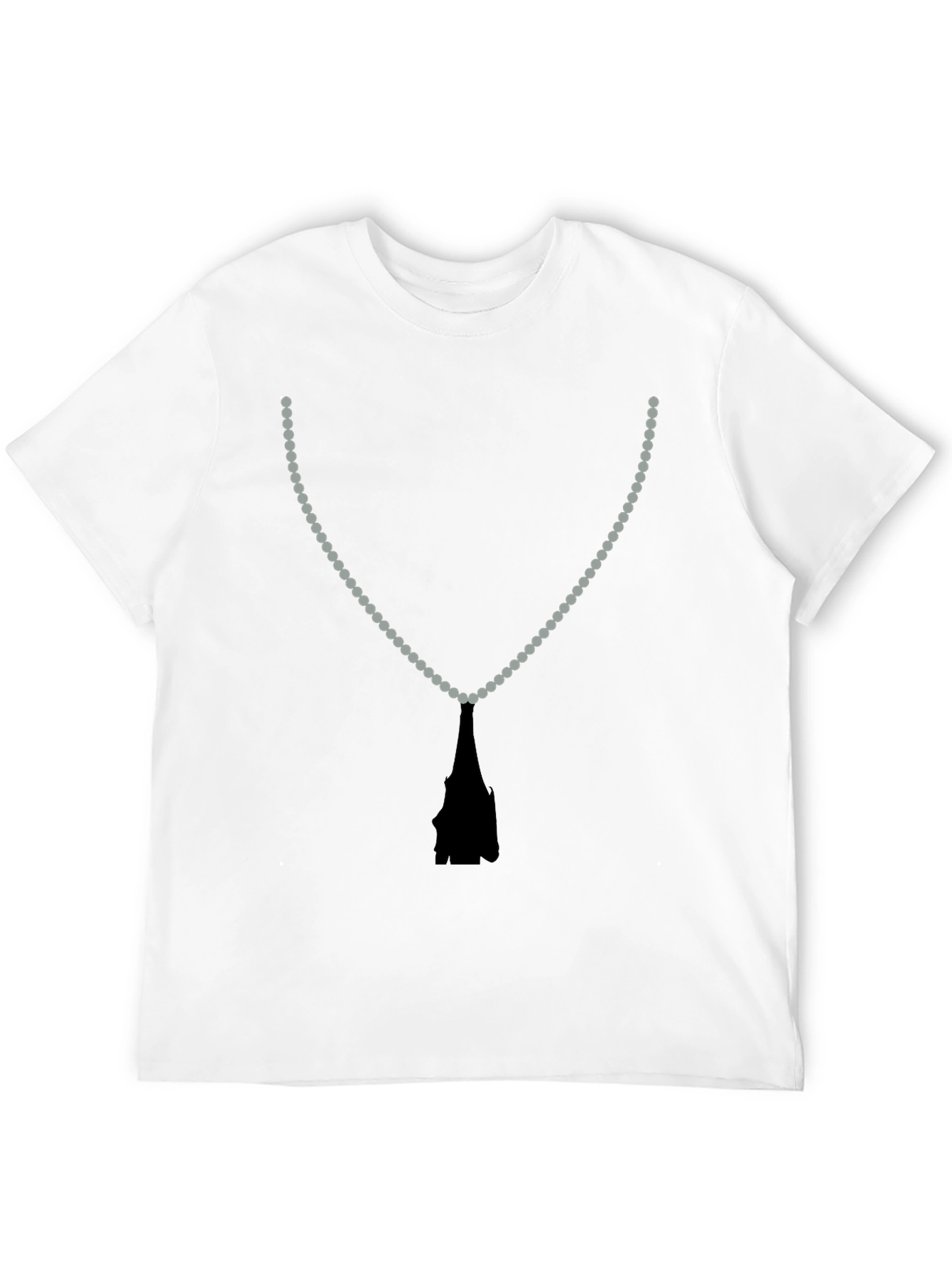 Beaded Necklace Print Black T-Shirt