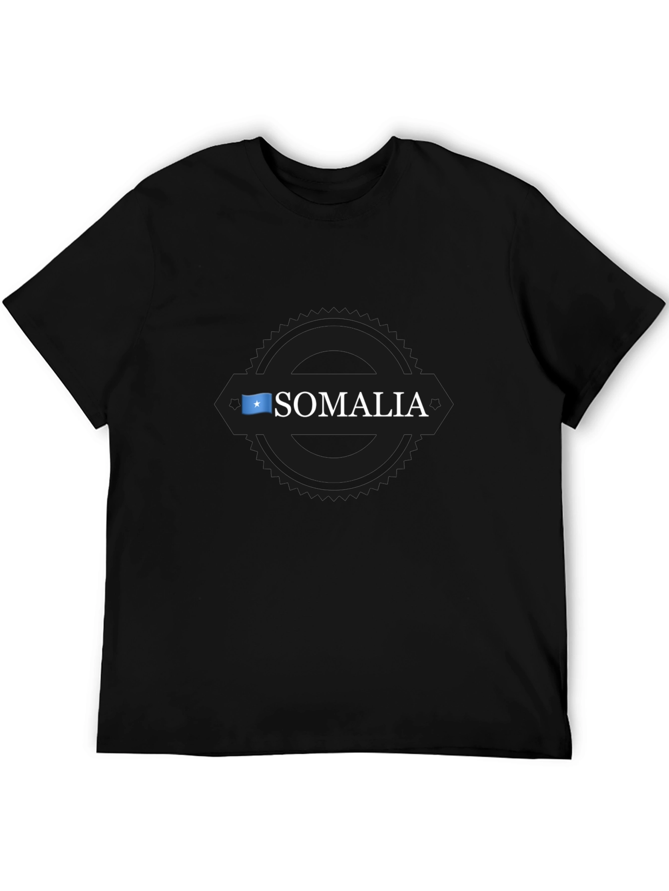 Somalia Flag Graphic Print Black T-Shirt
